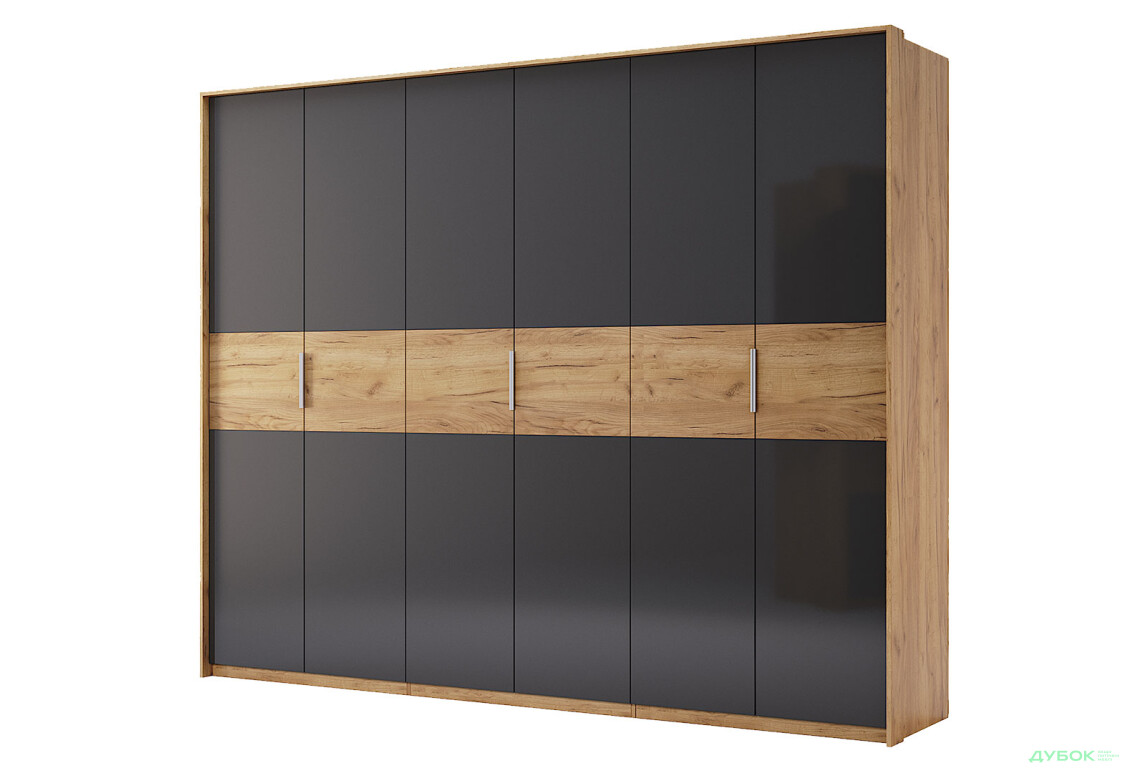 Шкаф МироМарк Рамона 6-дверный 274 см Дуб крафт/Лава, серия Н - Изображение 1 Изображение 1 - Шкаф МироМарк Рамона 6-дверный 274 см Дуб крафт/Лава, серия Н