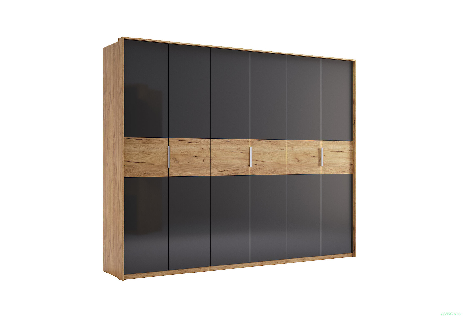 Шкаф МироМарк Рамона 6-дверный 274 см Дуб крафт/Лава, серия Н - Изображение 4 Изображение 4 - Шкаф МироМарк Рамона 6-дверный 274 см Дуб крафт/Лава, серия Н