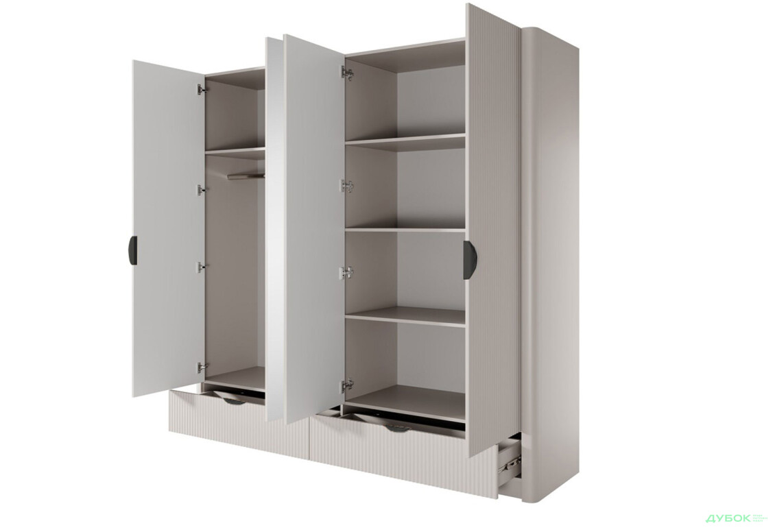 Шафа Perfect Home Ланте / Lante 4-дверна з 2 шухлядами 213 см, бежевий, чорні ручки - Зображення 2 Зображення 2 - Шафа Perfect Home Ланте / Lante 4-дверна з 2 шухлядами 213 см, бежевий, чорні ручки