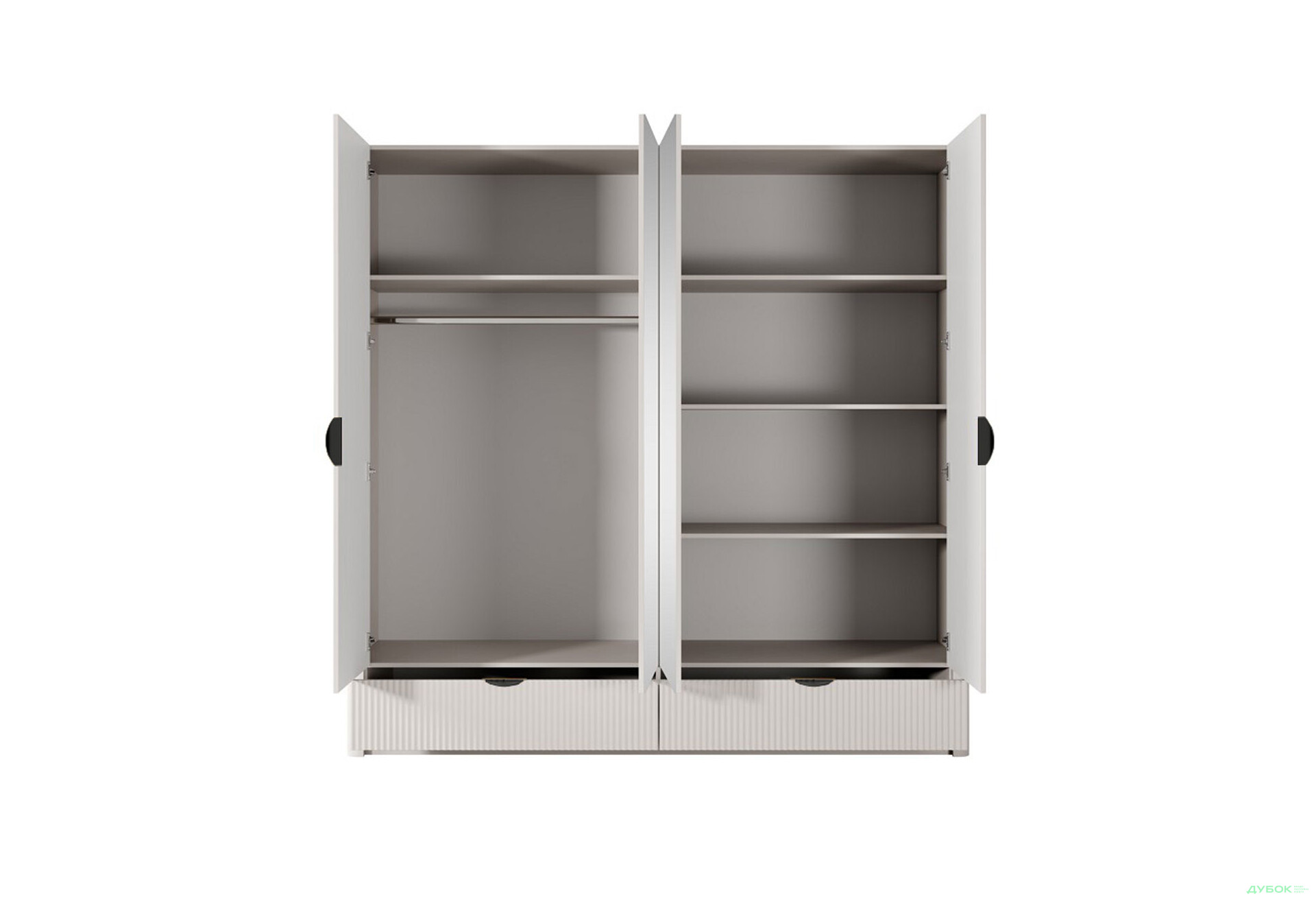 Шафа Perfect Home Ланте / Lante 4-дверна з 2 шухлядами 213 см, бежевий, чорні ручки - Зображення 5 Зображення 5 - Шафа Perfect Home Ланте / Lante 4-дверна з 2 шухлядами 213 см, бежевий, чорні ручки