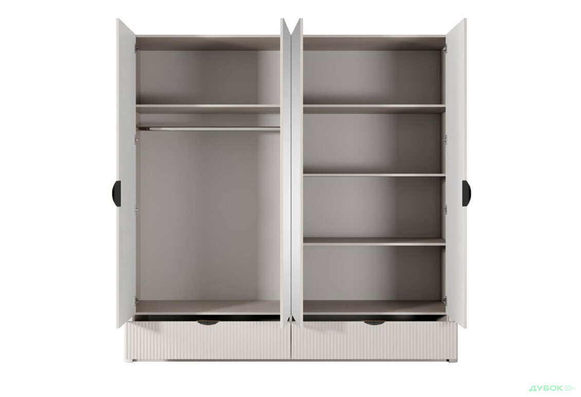 Шафа Perfect Home Ланте / Lante 4-дверна з 2 шухлядами 213 см, бежевий, чорні ручки - Зображення 5 Зображення 5 - Шафа Perfect Home Ланте / Lante 4-дверна з 2 шухлядами 213 см, бежевий, чорні ручки