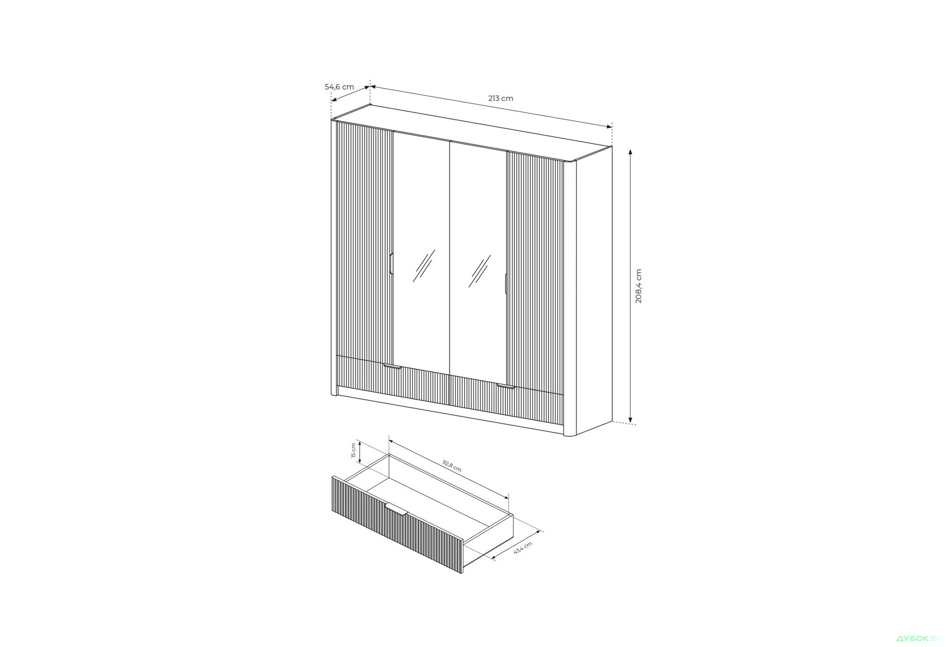 Шафа Perfect Home Ланте / Lante 4-дверна з 2 шухлядами 213 см, бежевий, чорні ручки - Зображення 6 Зображення 6 - Шафа Perfect Home Ланте / Lante 4-дверна з 2 шухлядами 213 см, бежевий, чорні ручки