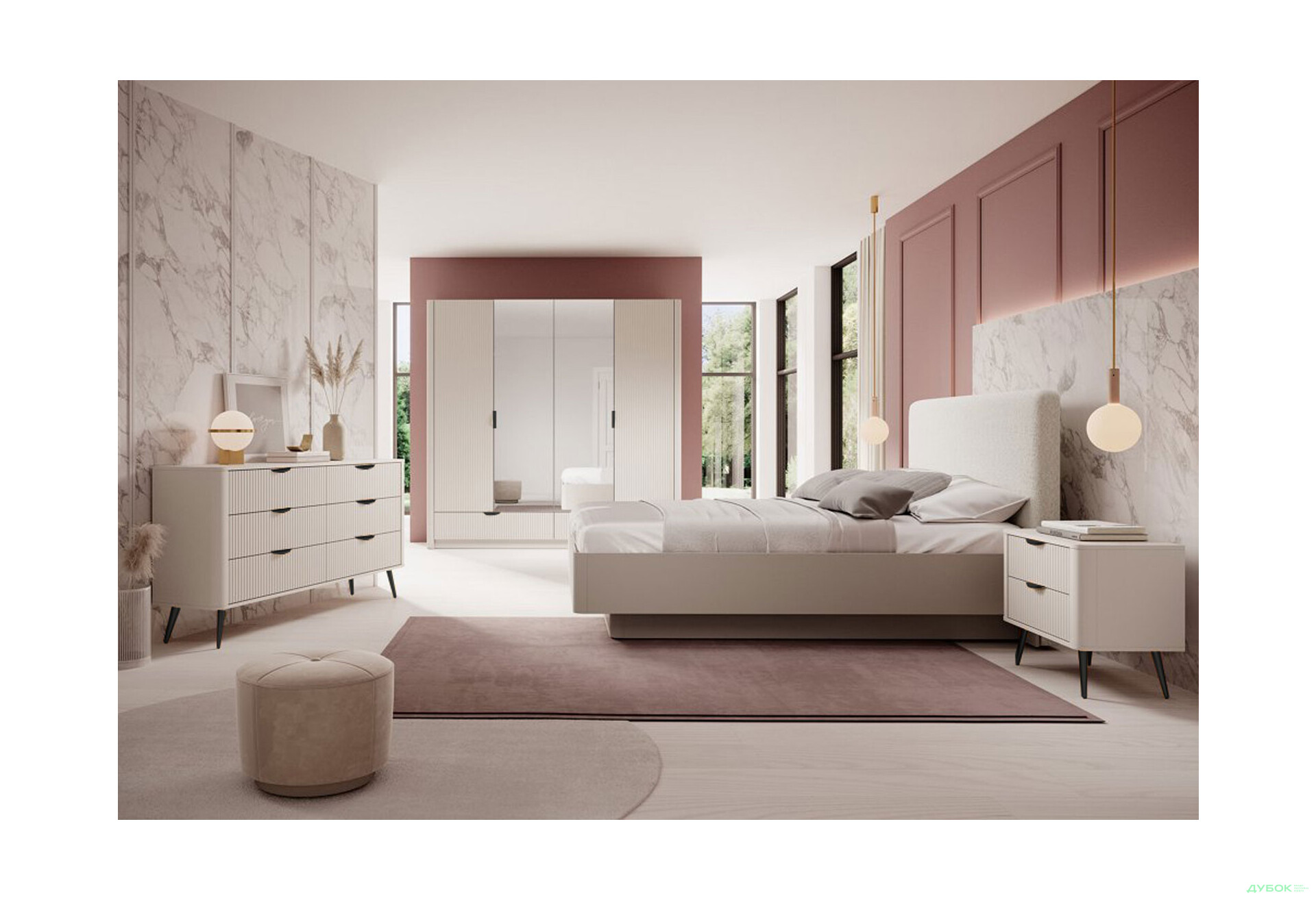 Зображення 4 - Шафа Perfect Home Ланте / Lante 4-дверна з 2 шухлядами 213 см, бежевий, чорні ручки