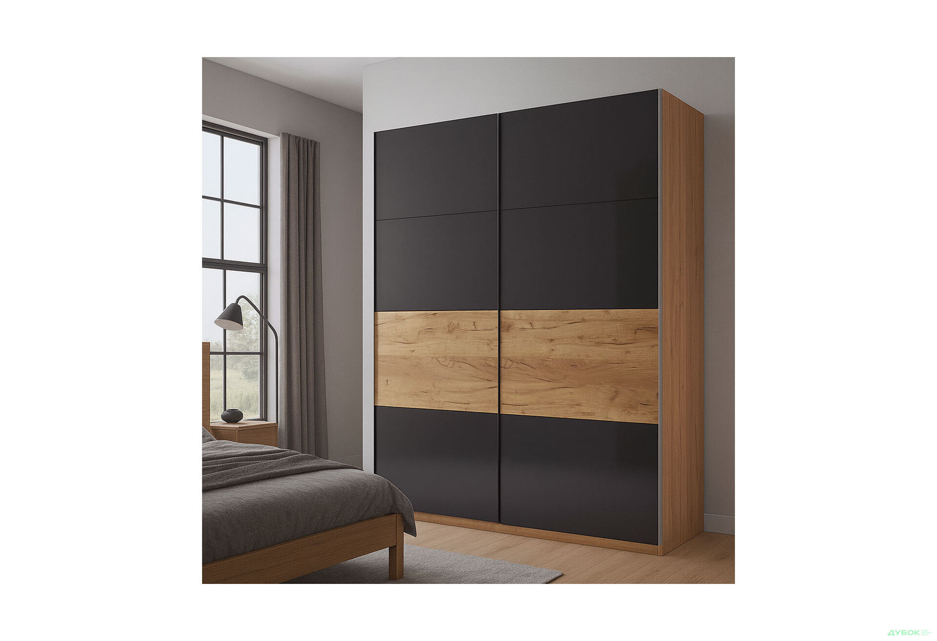 Изображение 2 - Шкаф-купе МироМарк Рамона 2-дверный 150х210 см Дуб Крафт/Лава, серия Н