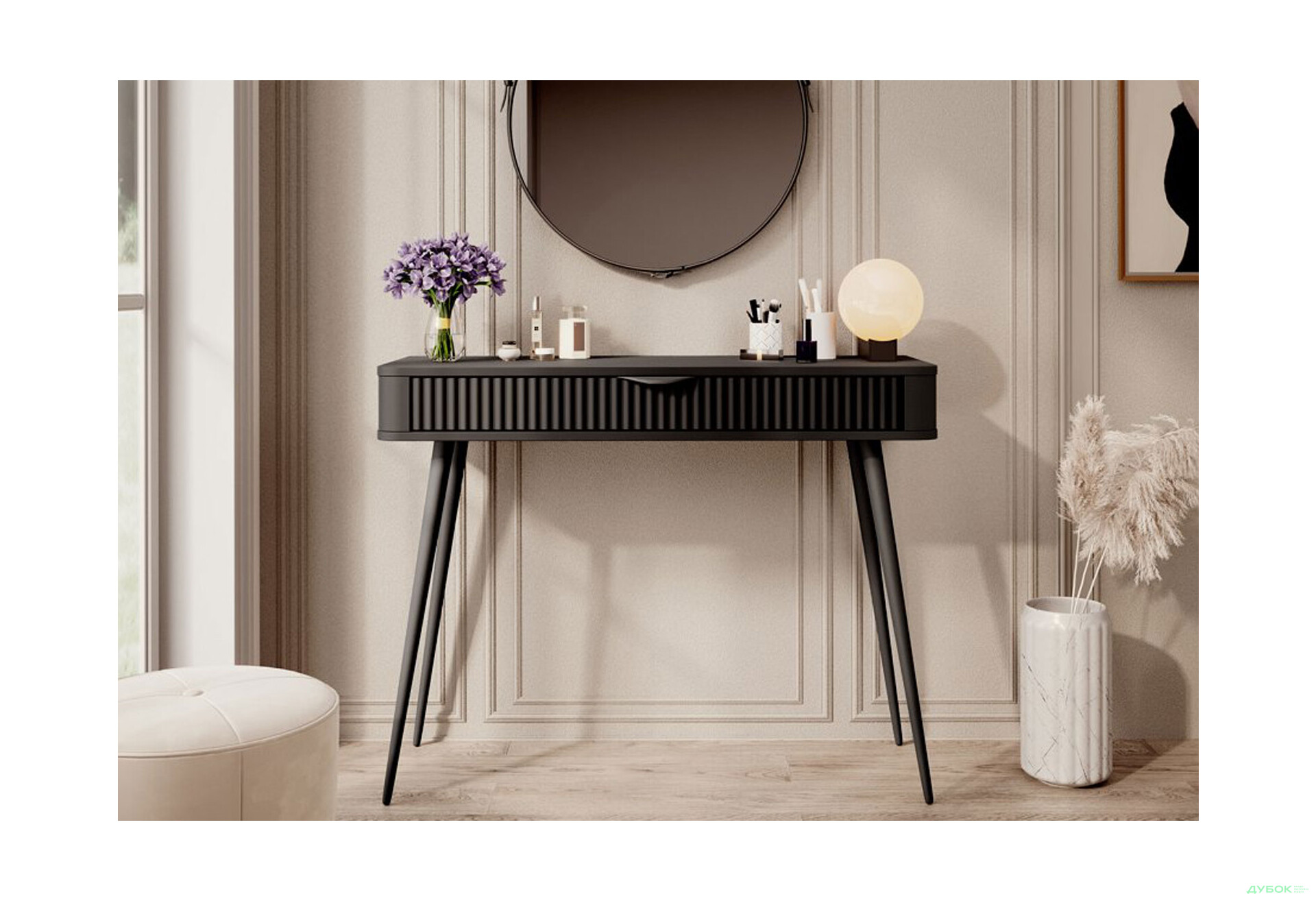 Изображение 4 - Стол туалетный Perfect Home Ланте / Lante с 1 ящиком 100 см, черный, черные ножки
