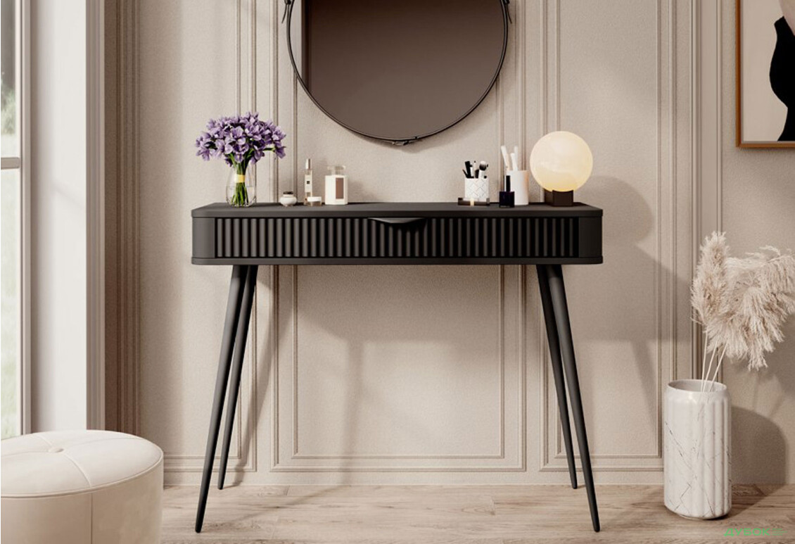 Изображение 4 - Стол туалетный Perfect Home Ланте / Lante с 1 ящиком 100 см, черный, черные ножки
