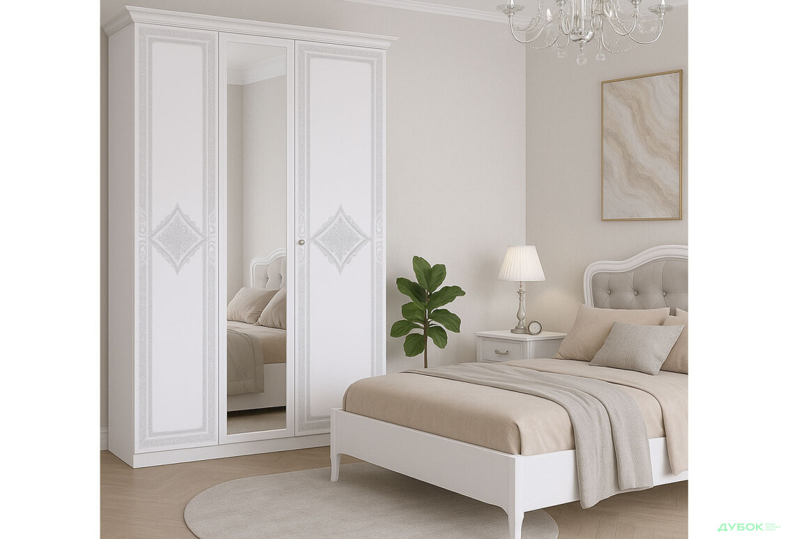 Изображение 2 - Шафа МироМарк Луиза 3-дверный с зеркалом 147 см Белый, серия Н