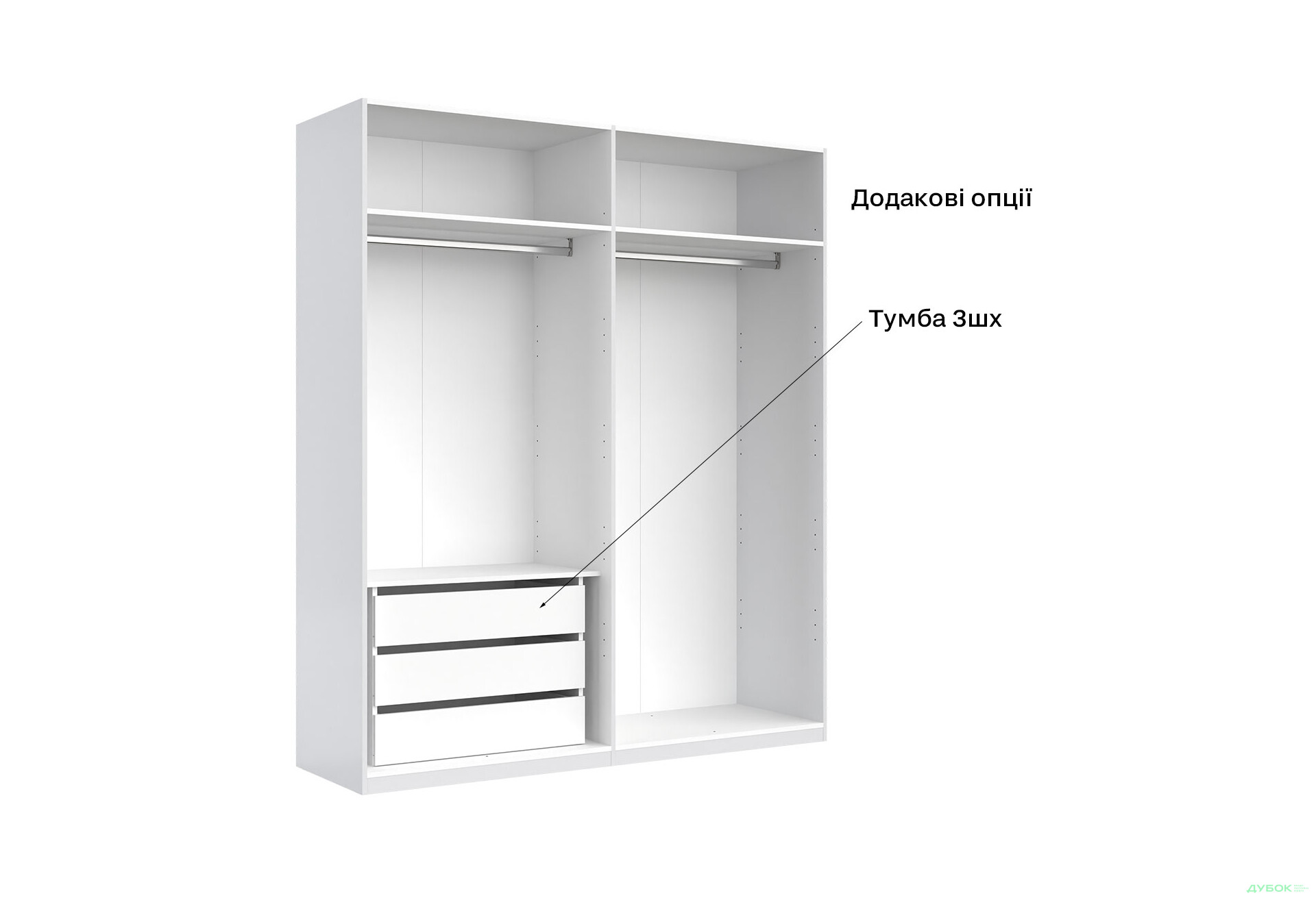 Шафа MiroMark Луїза 4-дверна з дзеркалом 192 см Біла, серія Н - Зображення 6 Зображення 6 - Шафа MiroMark Луїза 4-дверна з дзеркалом 192 см Біла, серія Н