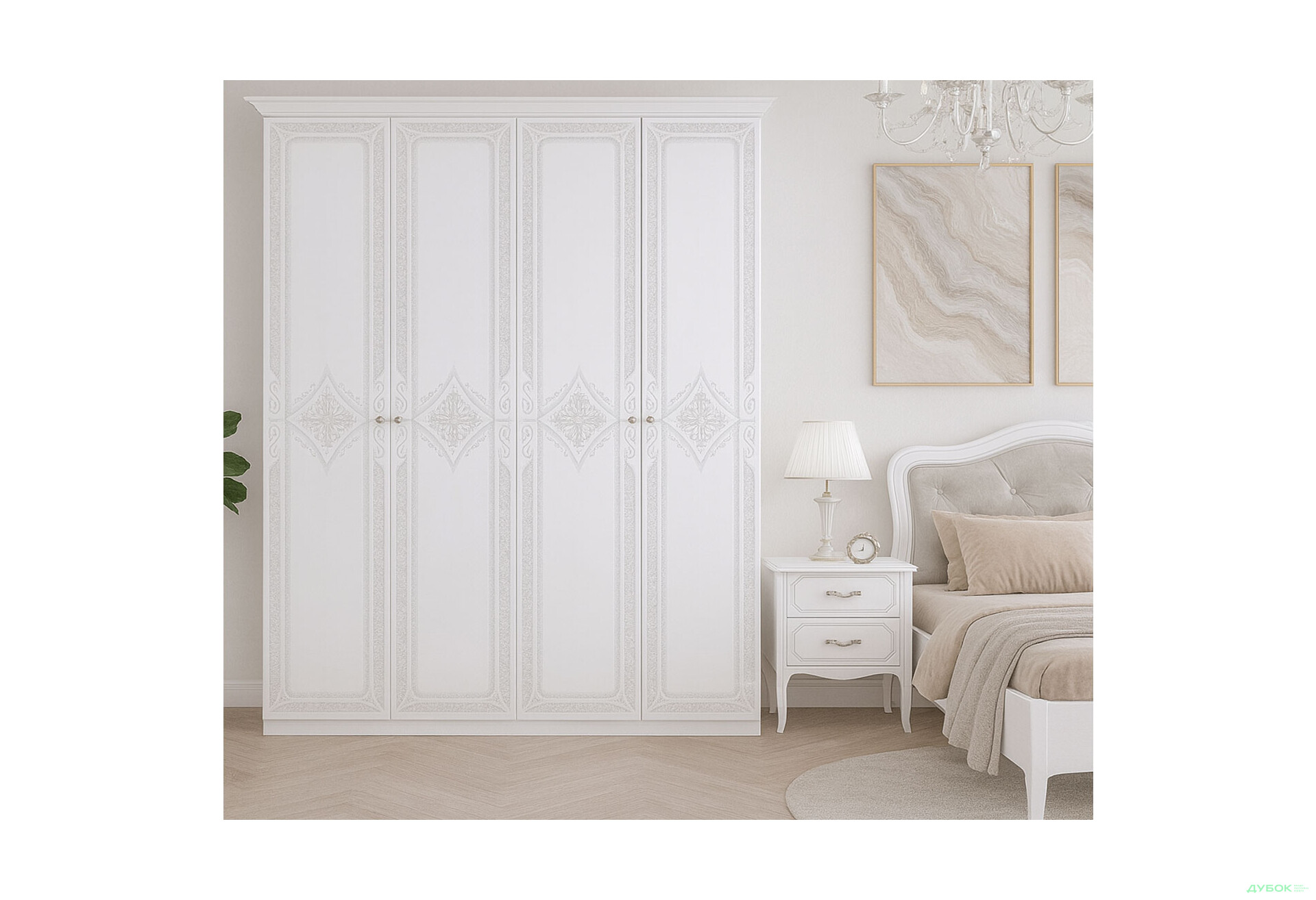 Зображення 2 - Шафа MiroMark Луїза 4-дверна 192 см Біла, серія Н