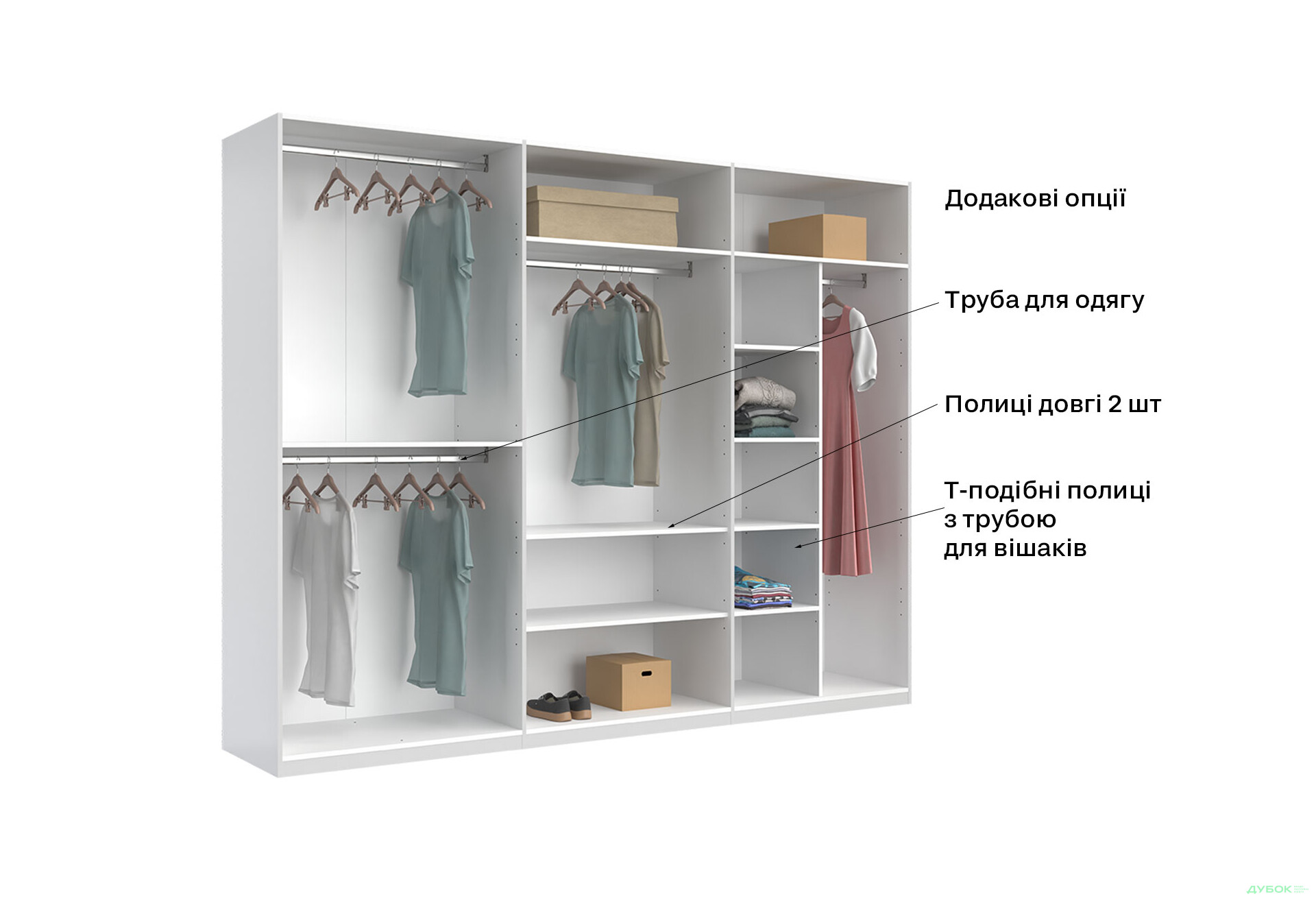 Зображення 9 - Шафа MiroMark Луїза 6-дверна з дзеркалом 281 см Біла, серія Н