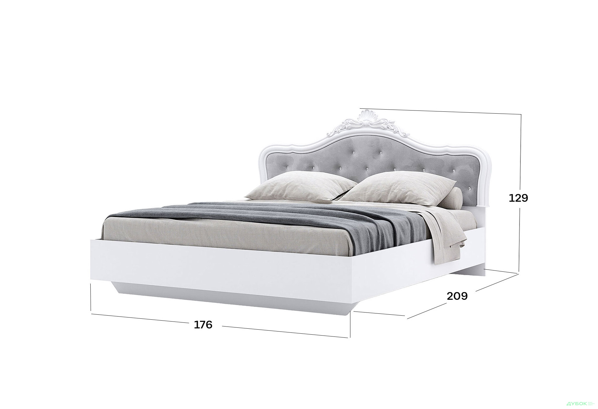 Зображення 2 - Ліжко MiroMark Луїза з короною (без вкладу) 160х200 см, біле