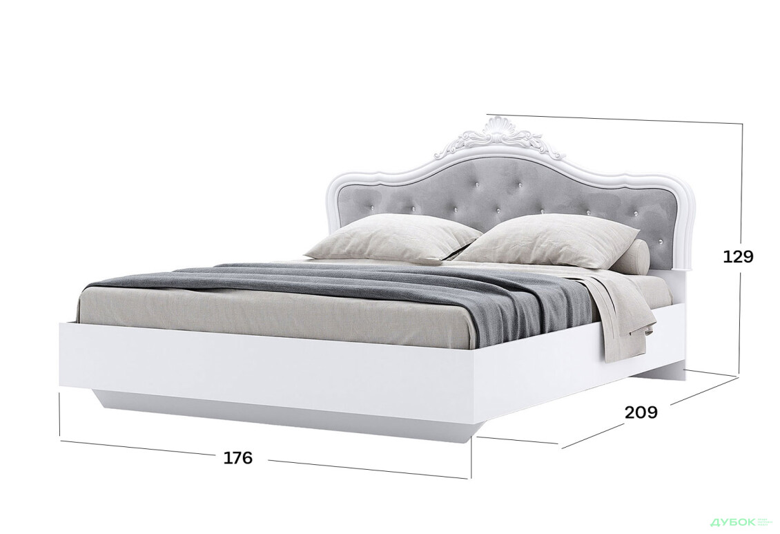 Зображення 2 - Ліжко MiroMark Луїза з короною (без вкладу) 160х200 см, біле