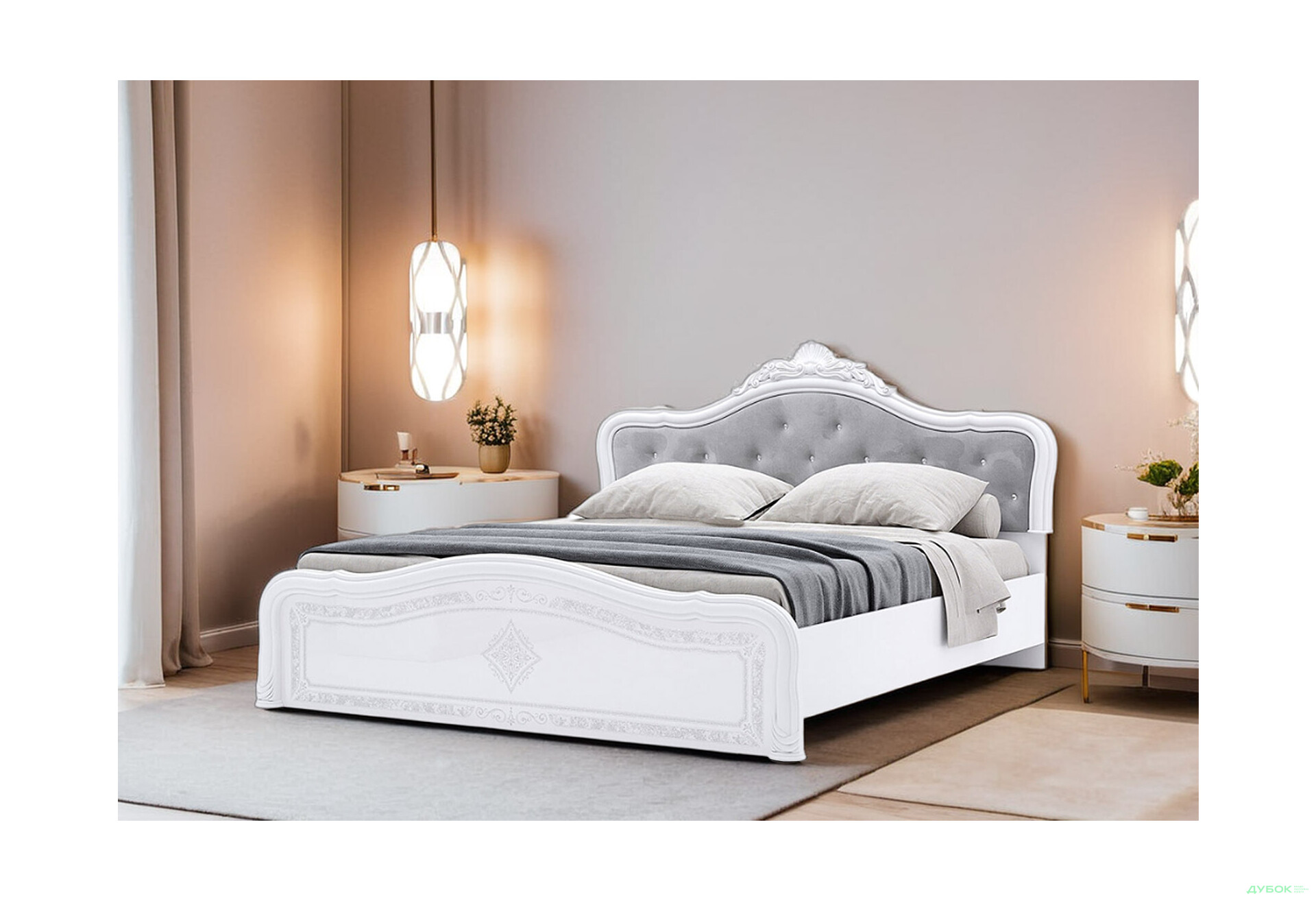 Зображення 2 - Ліжко MiroMark Луїза Люкс (без вкладу) з короною 160х200 см, біле