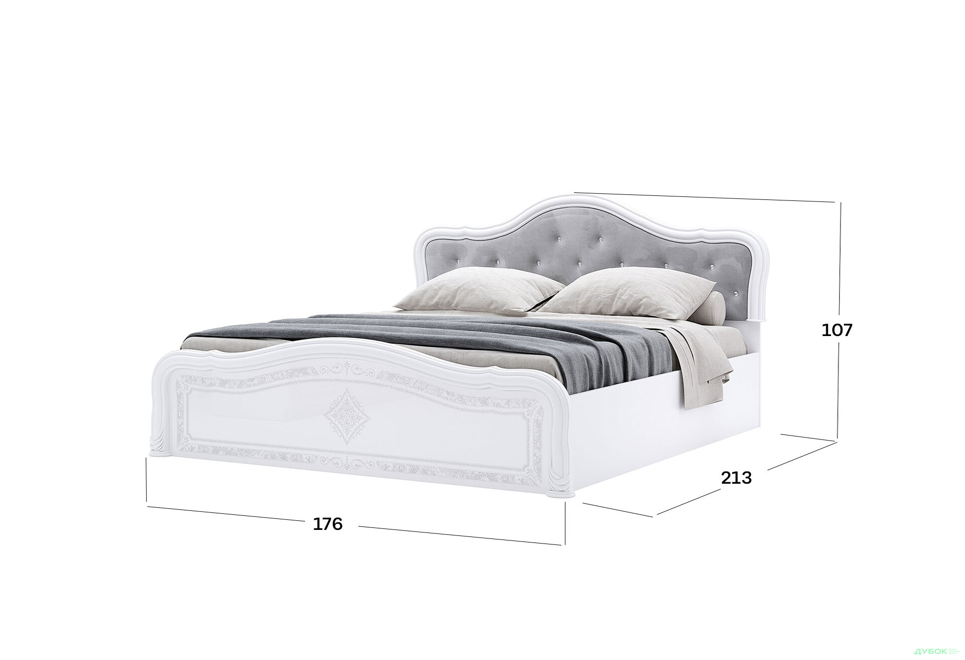 Ліжко MiroMark Луїза Люкс 160х200 см підйомне, біле - Зображення 3 Зображення 3 - Ліжко MiroMark Луїза Люкс 160х200 см підйомне, біле