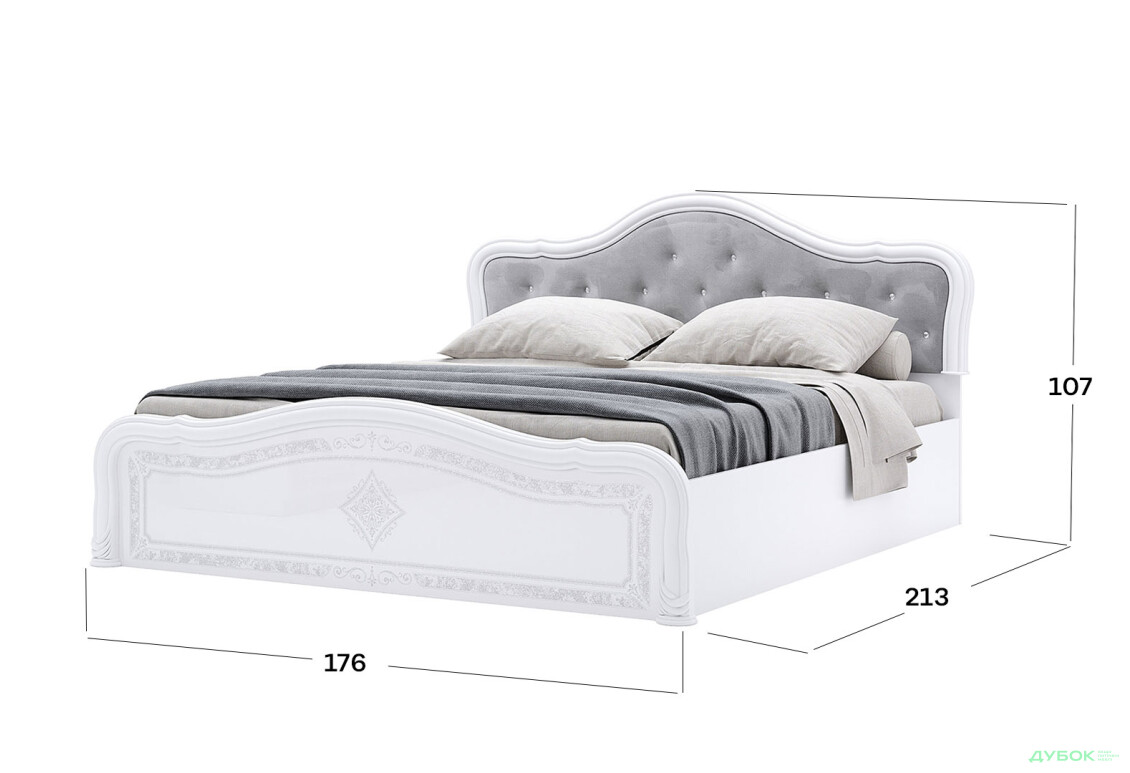 Ліжко MiroMark Луїза Люкс 160х200 см підйомне, біле - Зображення 3 Зображення 3 - Ліжко MiroMark Луїза Люкс 160х200 см підйомне, біле