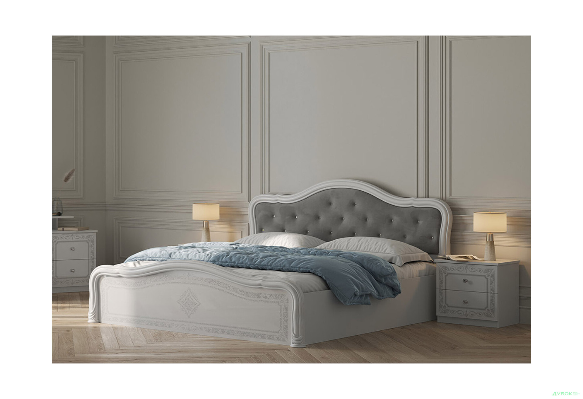 Ліжко MiroMark Луїза Люкс 160х200 см підйомне, біле - Зображення 2 Зображення 2 - Ліжко MiroMark Луїза Люкс 160х200 см підйомне, біле