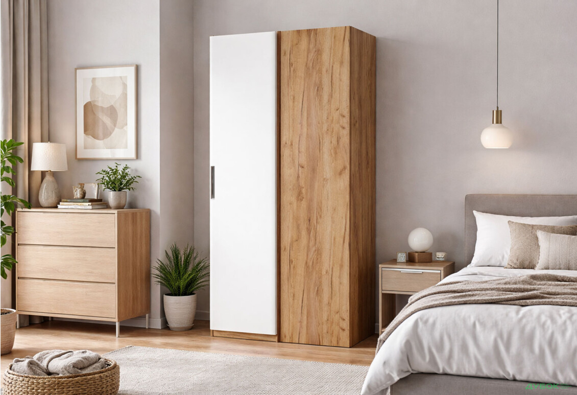 Изображение 2 - Шкаф МироМарк Асти 1-дверный Угол 90° 100 см, Дуб крафт / Белый, серия Н