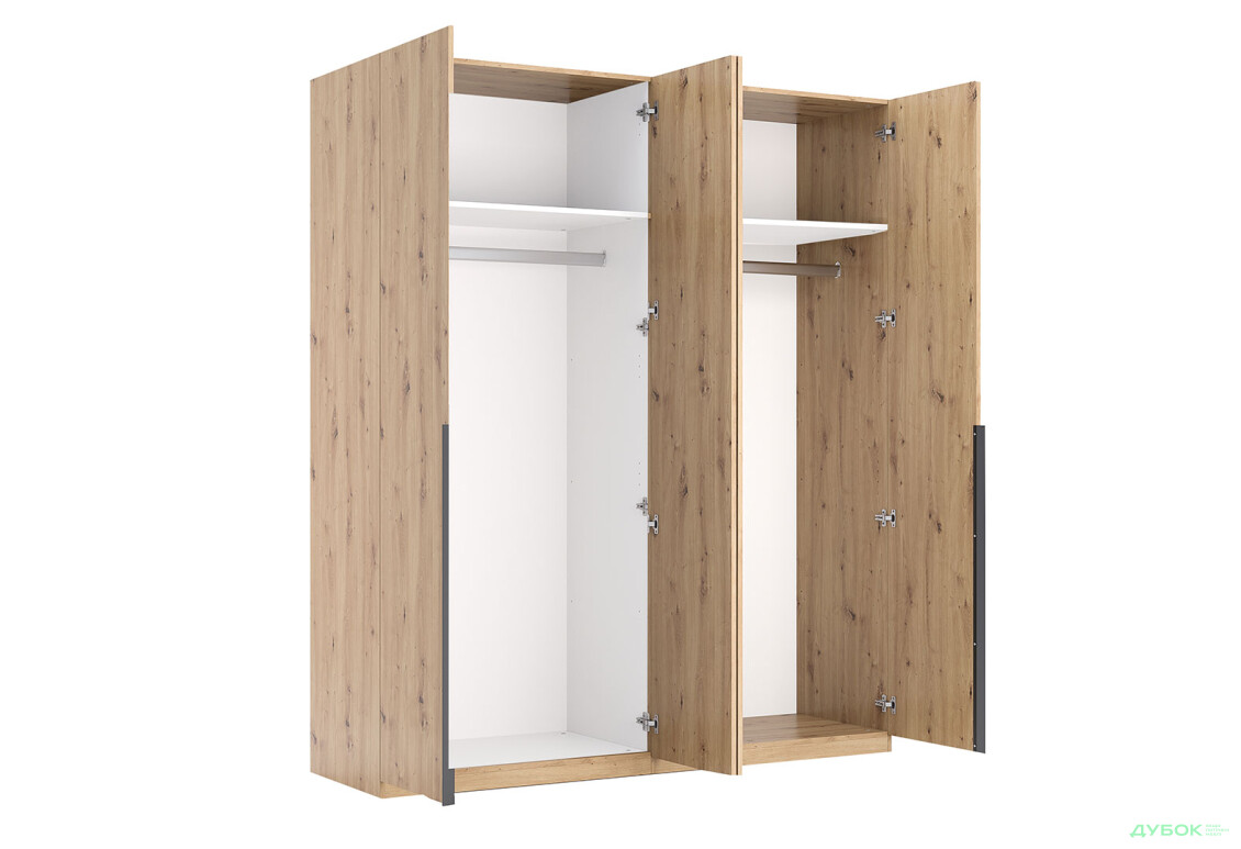 Шафа MiroMark Тедді 4-дверна із дзеркалом 179 см дуб артізан, серія Н - Зображення 3 Зображення 3 - Шафа MiroMark Тедді 4-дверна із дзеркалом 179 см дуб артізан, серія Н