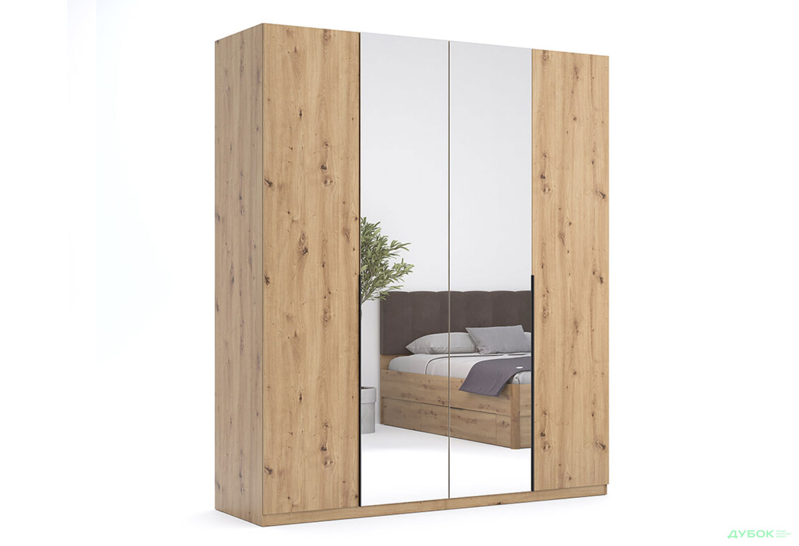 Шафа MiroMark Тедді 4-дверна із дзеркалом 179 см дуб артізан, серія Н - Зображення 6 Зображення 6 - Шафа MiroMark Тедді 4-дверна із дзеркалом 179 см дуб артізан, серія Н