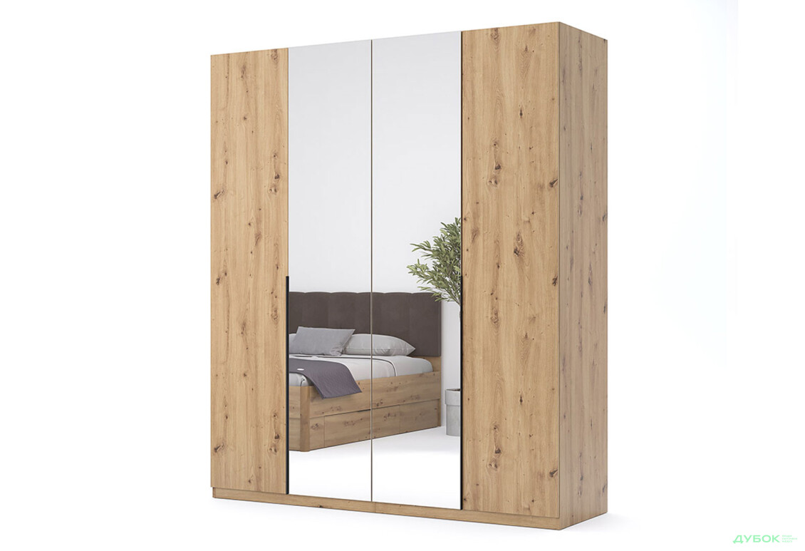 Шафа MiroMark Тедді 4-дверна із дзеркалом 179 см дуб артізан, серія Н - Зображення 1 Зображення 1 - Шафа MiroMark Тедді 4-дверна із дзеркалом 179 см дуб артізан, серія Н