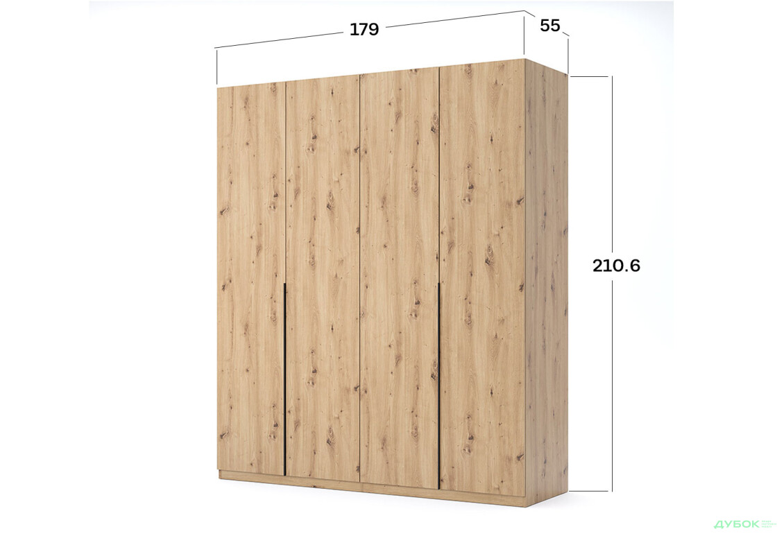 Шафа MiroMark Тедді 4-дверна із дзеркалом 179 см дуб артізан, серія Н - Зображення 7 Зображення 7 - Шафа MiroMark Тедді 4-дверна із дзеркалом 179 см дуб артізан, серія Н