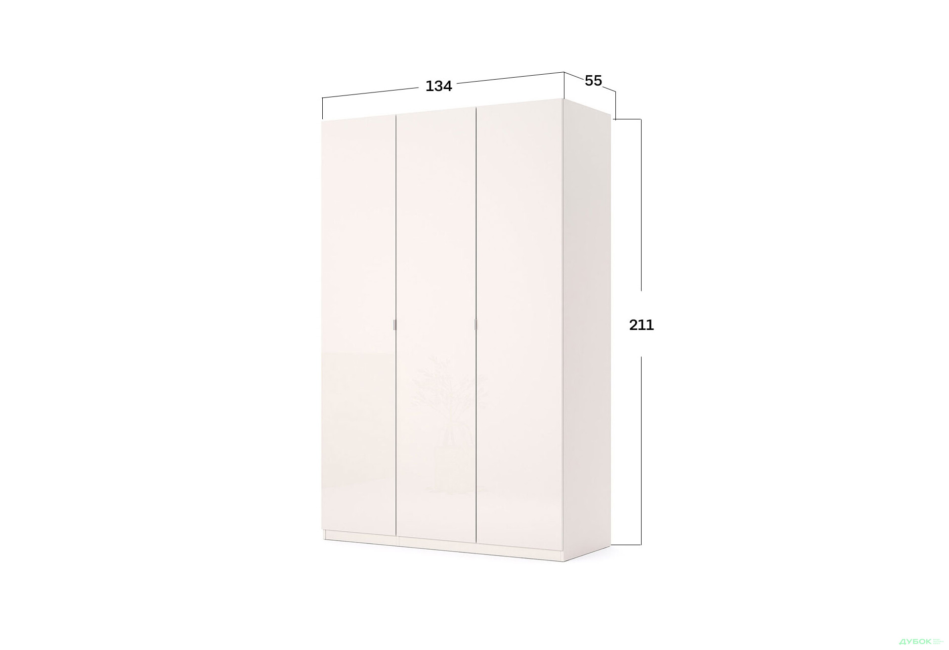 Шафа MiroMark Лілі / Lily 3-дверна 134 см, глянець кашемір, серія Н - Зображення 3 Зображення 3 - Шафа MiroMark Лілі / Lily 3-дверна 134 см, глянець кашемір, серія Н