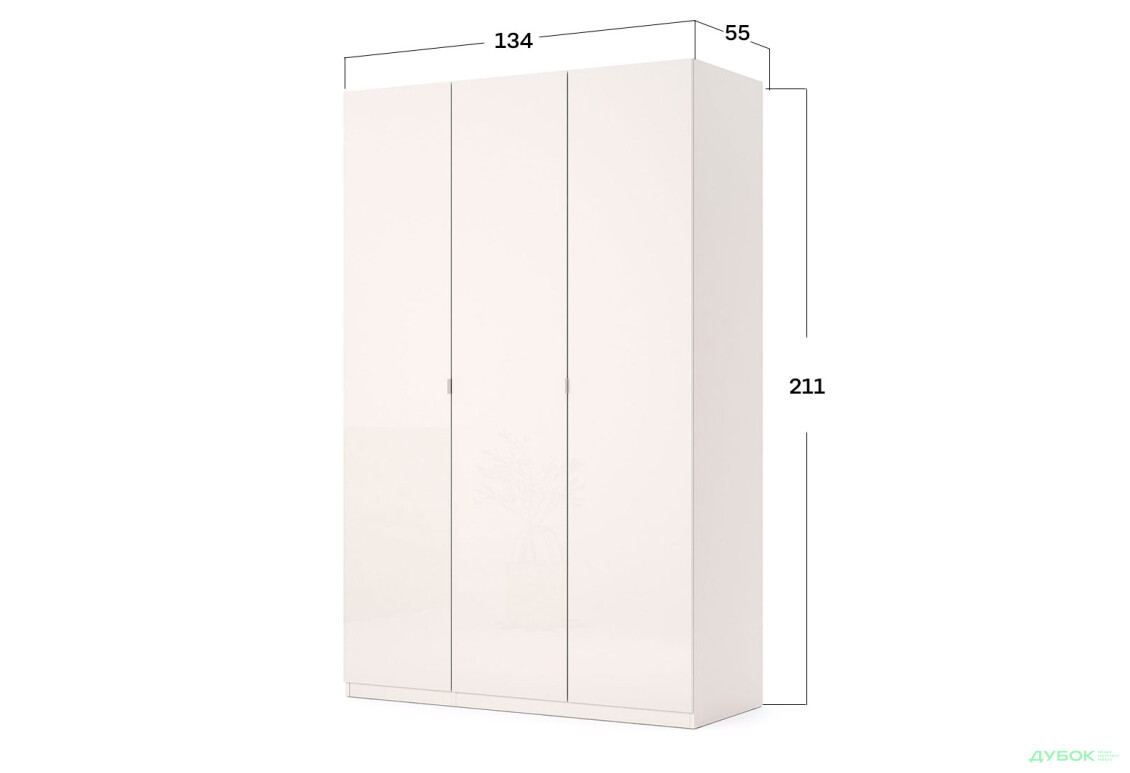 Шафа MiroMark Лілі / Lily 3-дверна 134 см, глянець кашемір, серія Н - Зображення 3 Зображення 3 - Шафа MiroMark Лілі / Lily 3-дверна 134 см, глянець кашемір, серія Н