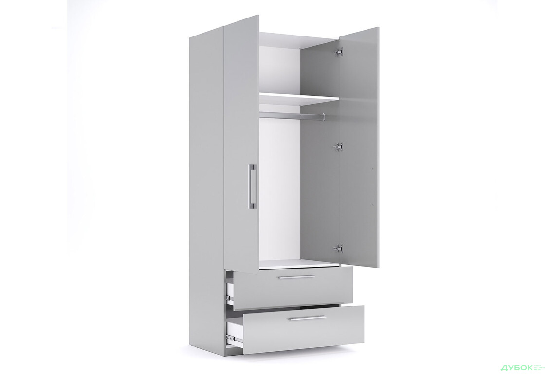 Шкаф МироМарк Меги / Megy 2-дверный с 2 ящиками 90 см глянец серый шиншилла, серия Н - Изображение 3 Изображение 3 - Шкаф МироМарк Меги / Megy 2-дверный с 2 ящиками 90 см глянец серый шиншилла, серия Н