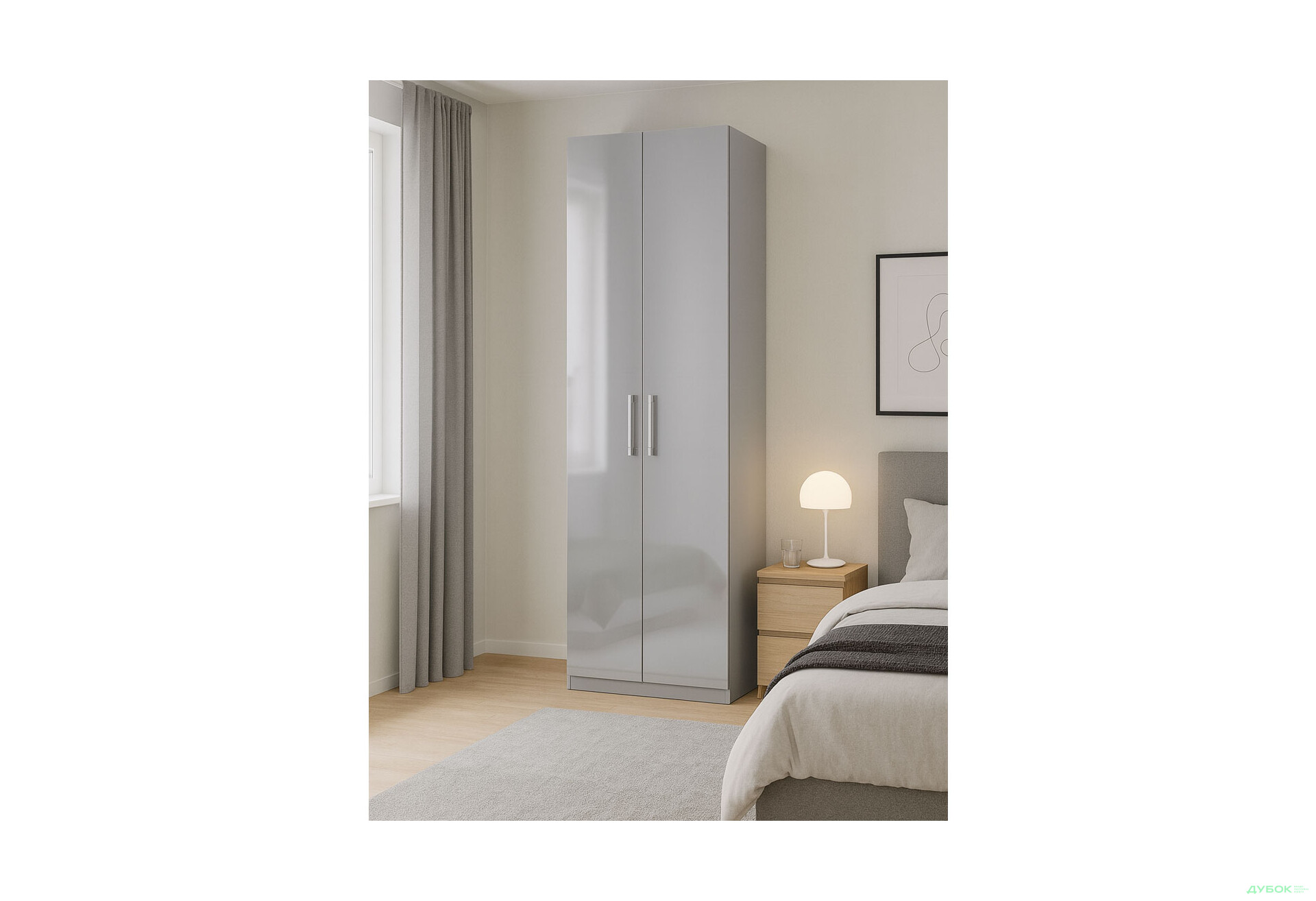 Зображення 2 - Шафа MiroMark Мегі / Megy 2-дверна 90 см глянець сірий шиншила, серія Н