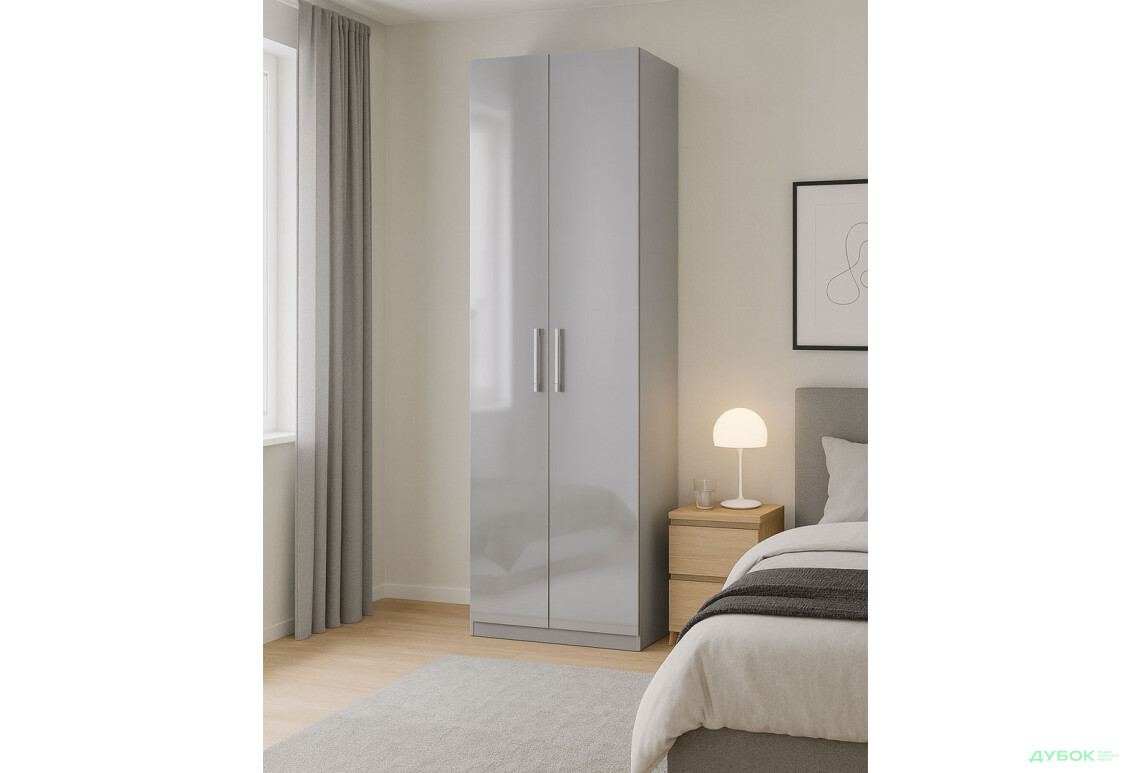 Зображення 2 - Шафа MiroMark Мегі / Megy 2-дверна 90 см глянець сірий шиншила, серія Н