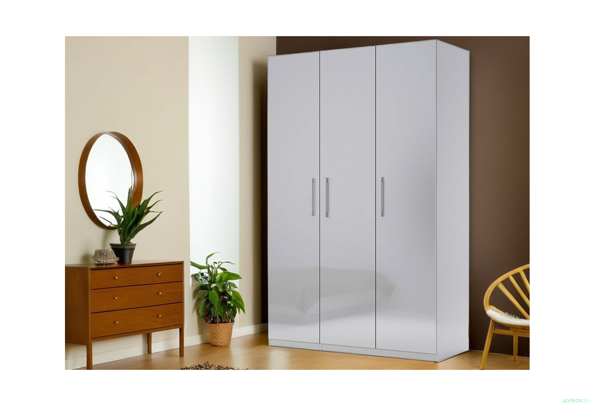 Шафа MiroMark Мегі / Megy 3-дверна 134 см глянець сірий шиншила, серія Н - Зображення 2 Зображення 2 - Шафа MiroMark Мегі / Megy 3-дверна 134 см глянець сірий шиншила, серія Н