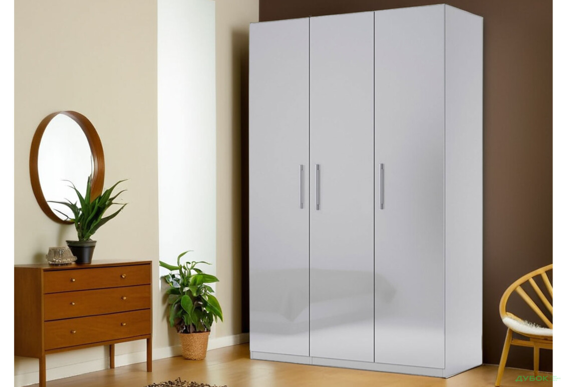 Шафа MiroMark Мегі / Megy 3-дверна 134 см глянець сірий шиншила, серія Н - Зображення 2 Зображення 2 - Шафа MiroMark Мегі / Megy 3-дверна 134 см глянець сірий шиншила, серія Н