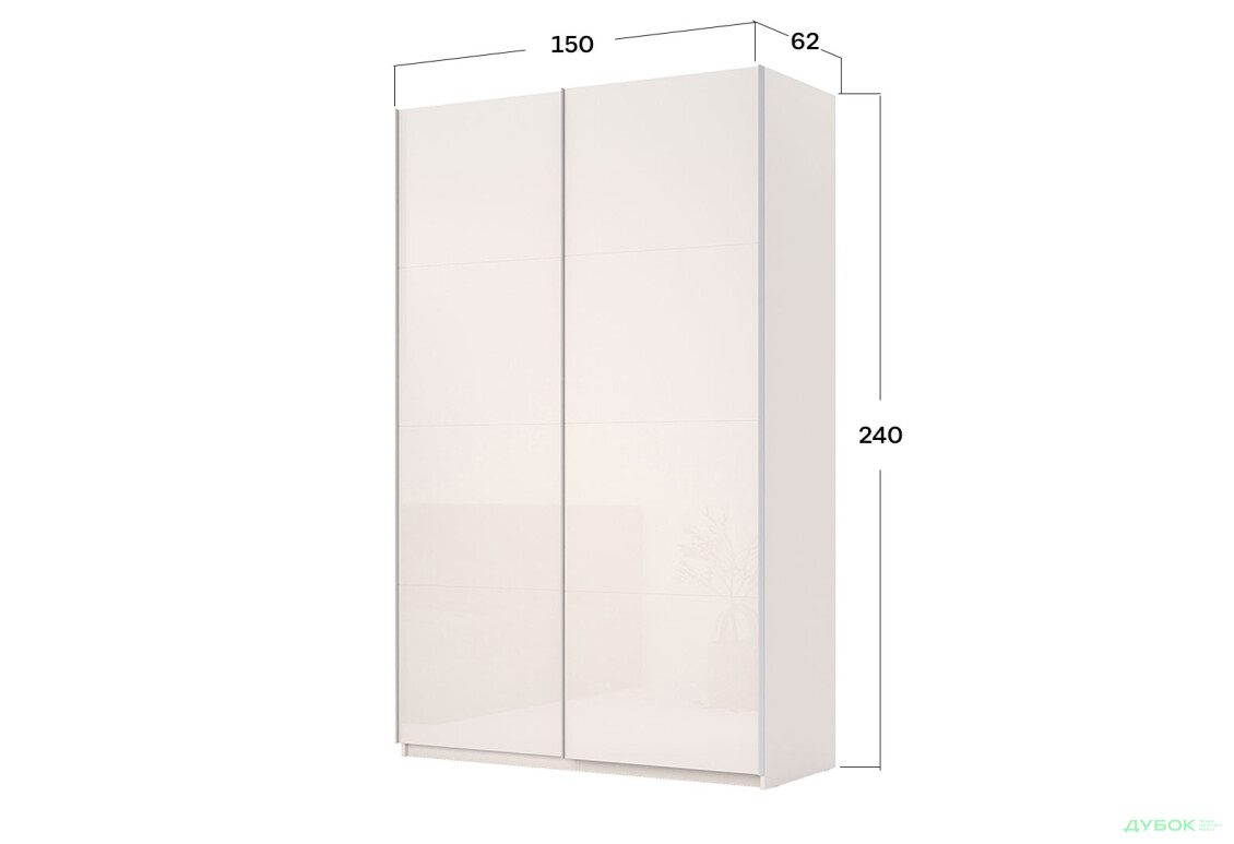 Зображення 4 - Шафа-купе MiroMark Лілі / Lily 2-дверна 150х240 см, глянець кашемір, серія Н