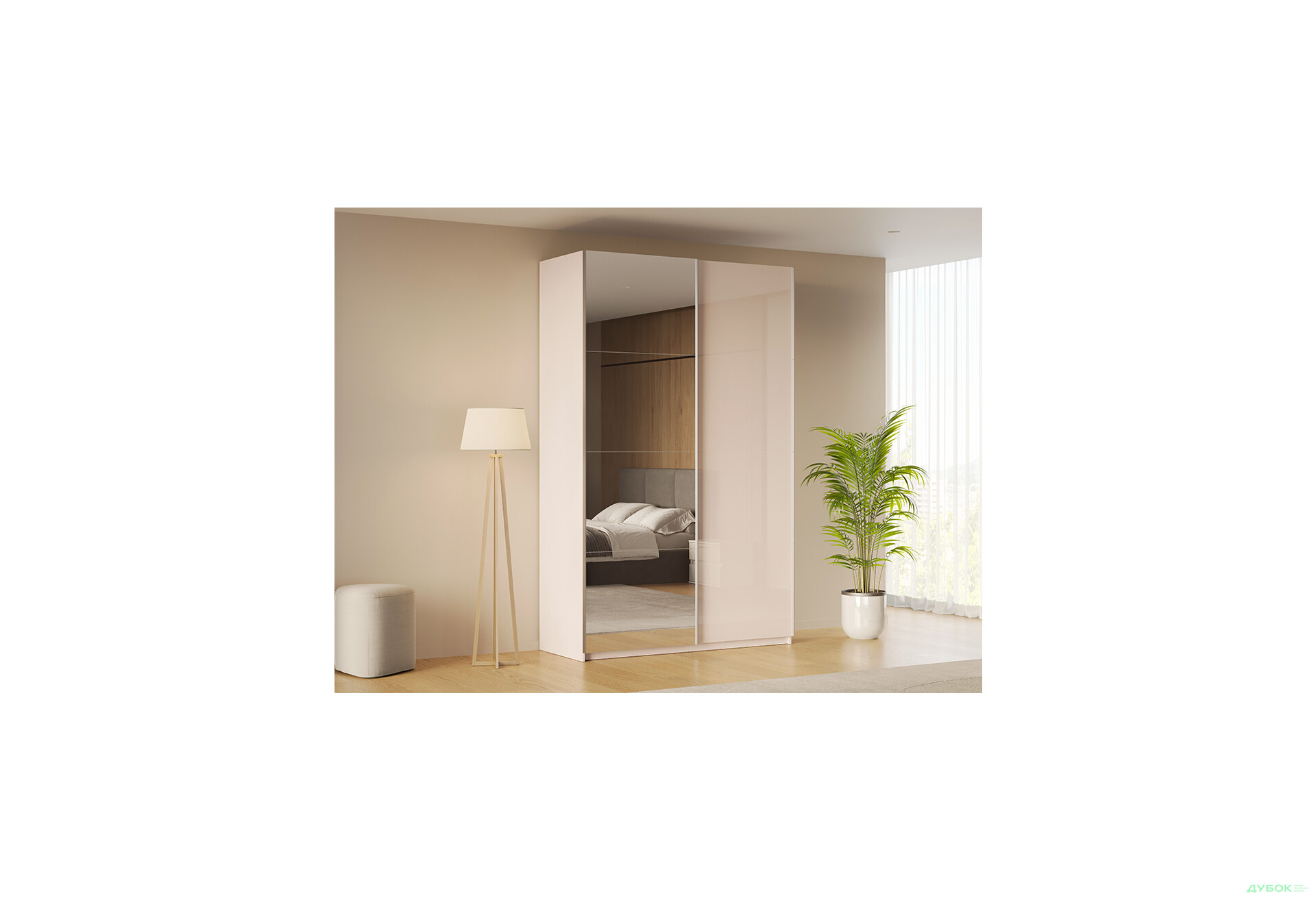 Шкаф-купе MiroMark Лили / Lily с зеркалом 2-дверный 150х240 см, глянец кашемир, серия Н - Изображение 2 Изображение 2 - Шкаф-купе MiroMark Лили / Lily с зеркалом 2-дверный 150х240 см, глянец кашемир, серия Н