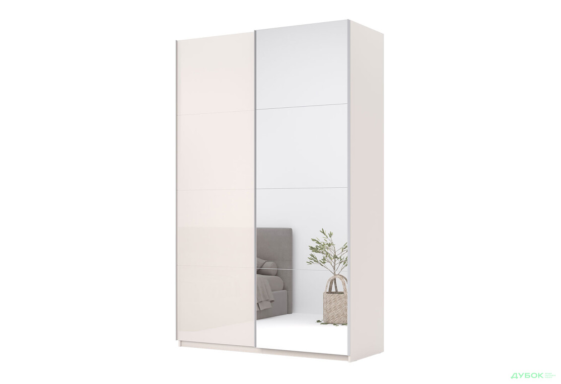 Шкаф-купе MiroMark Лили / Lily с зеркалом 2-дверный 150х240 см, глянец кашемир, серия Н