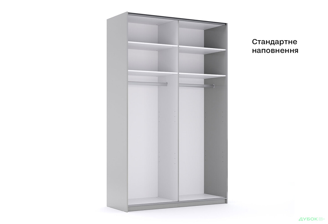 Шафа-купе MiroMark Мегі / Megy 2-дверна 150х240 см глянець сірий шиншила / дзеркало - Зображення 4 Зображення 4 - Шафа-купе MiroMark Мегі / Megy 2-дверна 150х240 см глянець сірий шиншила / дзеркало