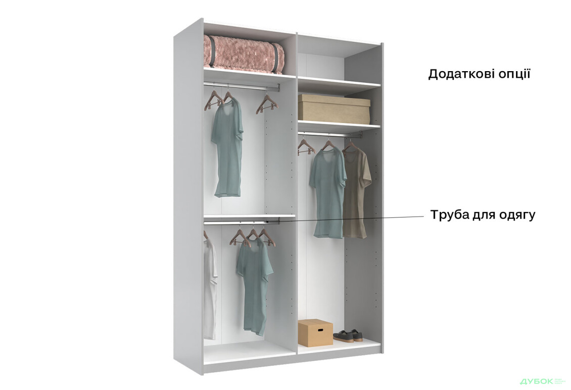 Шафа-купе MiroMark Мегі / Megy 2-дверна 150х240 см глянець сірий шиншила / дзеркало - Зображення 9 Зображення 9 - Шафа-купе MiroMark Мегі / Megy 2-дверна 150х240 см глянець сірий шиншила / дзеркало