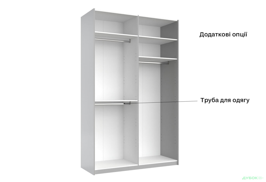 Шафа-купе MiroMark Мегі / Megy 2-дверна 150х240 см глянець сірий шиншила / дзеркало - Зображення 10 Зображення 10 - Шафа-купе MiroMark Мегі / Megy 2-дверна 150х240 см глянець сірий шиншила / дзеркало