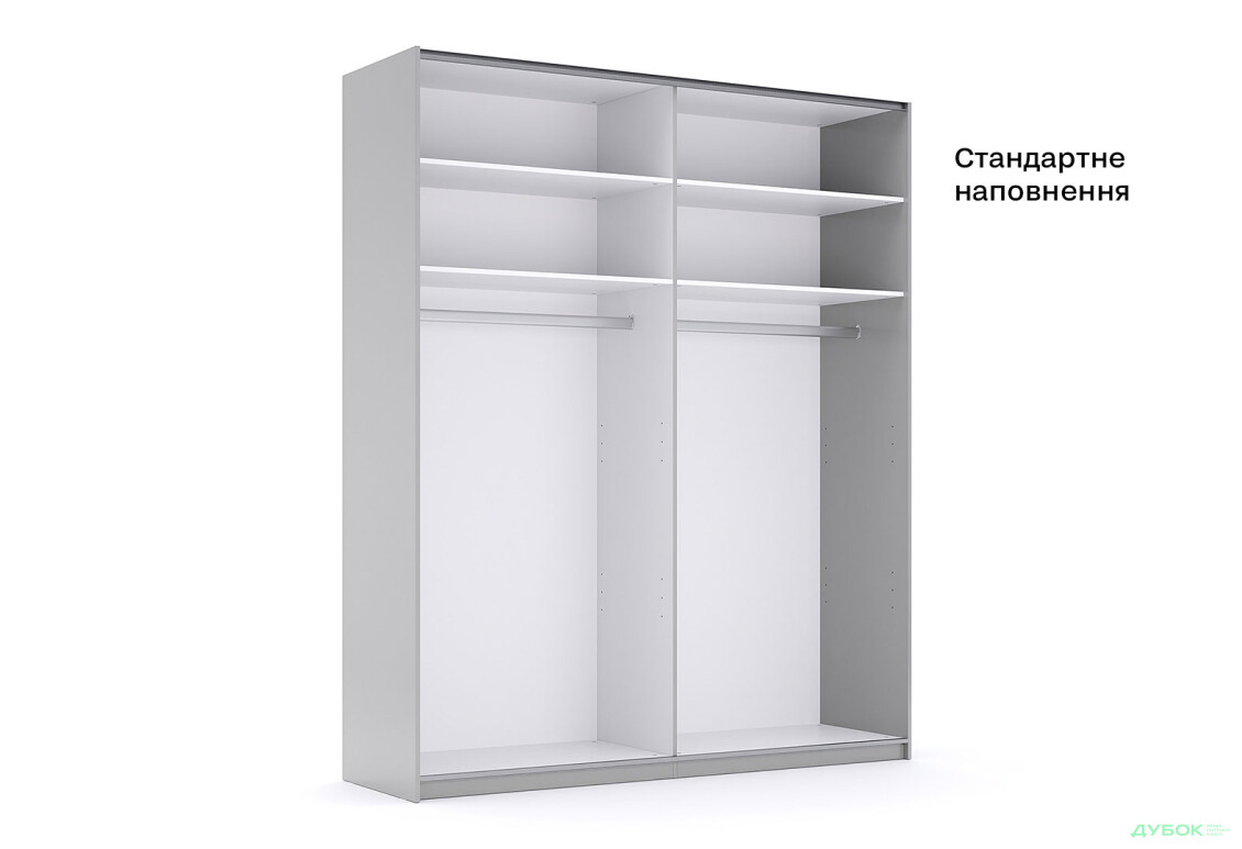 Шафа-купе MiroMark Мегі / Megy 2-дверна 200х240 см глянець сірий шиншила / дзеркало - Зображення 4 Зображення 4 - Шафа-купе MiroMark Мегі / Megy 2-дверна 200х240 см глянець сірий шиншила / дзеркало