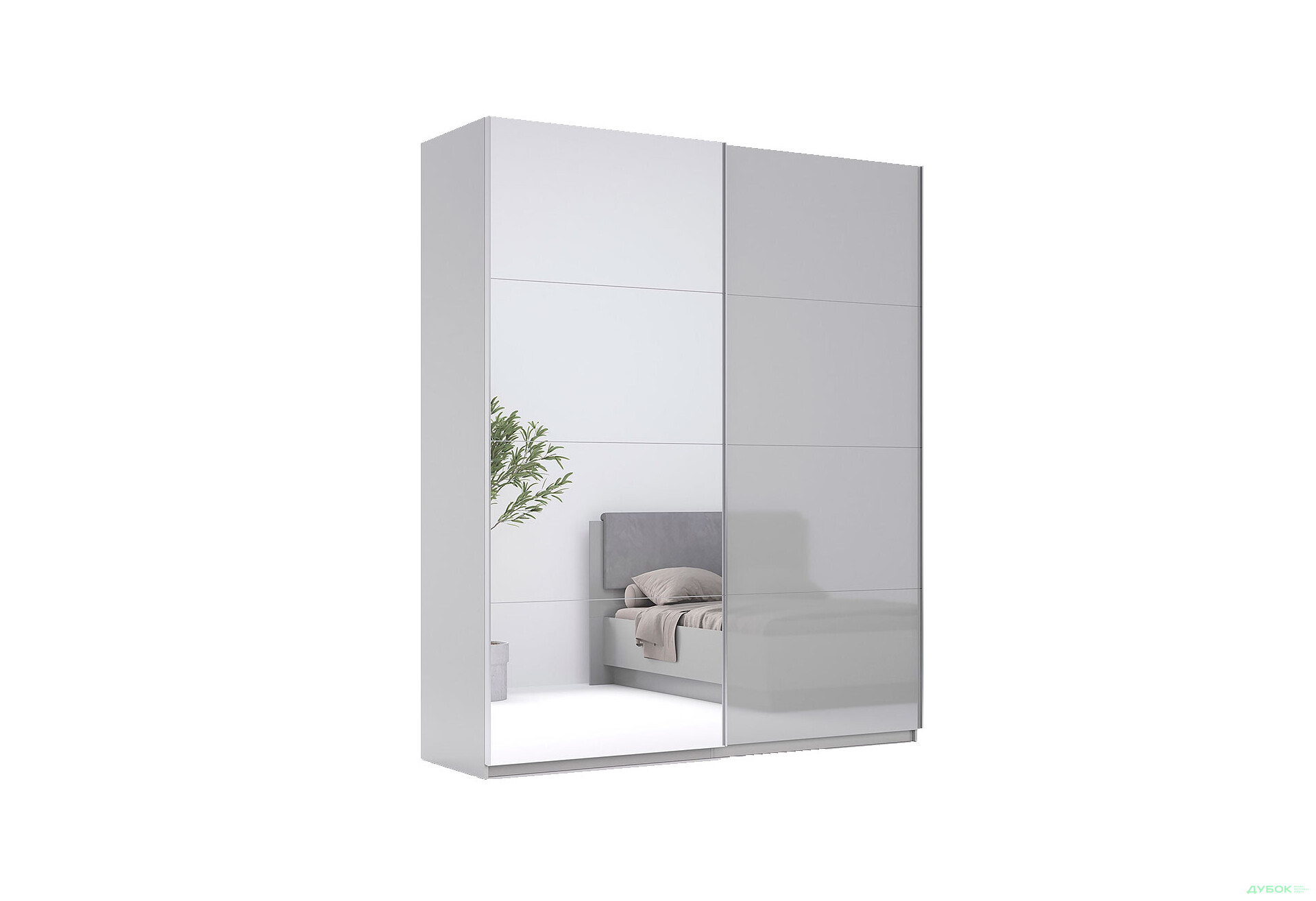Шафа-купе MiroMark Мегі / Megy 2-дверна 200х240 см глянець сірий шиншила / дзеркало - Зображення 1 Зображення 1 - Шафа-купе MiroMark Мегі / Megy 2-дверна 200х240 см глянець сірий шиншила / дзеркало