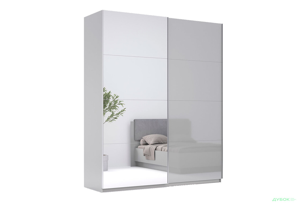 Шафа-купе MiroMark Мегі / Megy 2-дверна 200х240 см глянець сірий шиншила / дзеркало - Зображення 1 Зображення 1 - Шафа-купе MiroMark Мегі / Megy 2-дверна 200х240 см глянець сірий шиншила / дзеркало