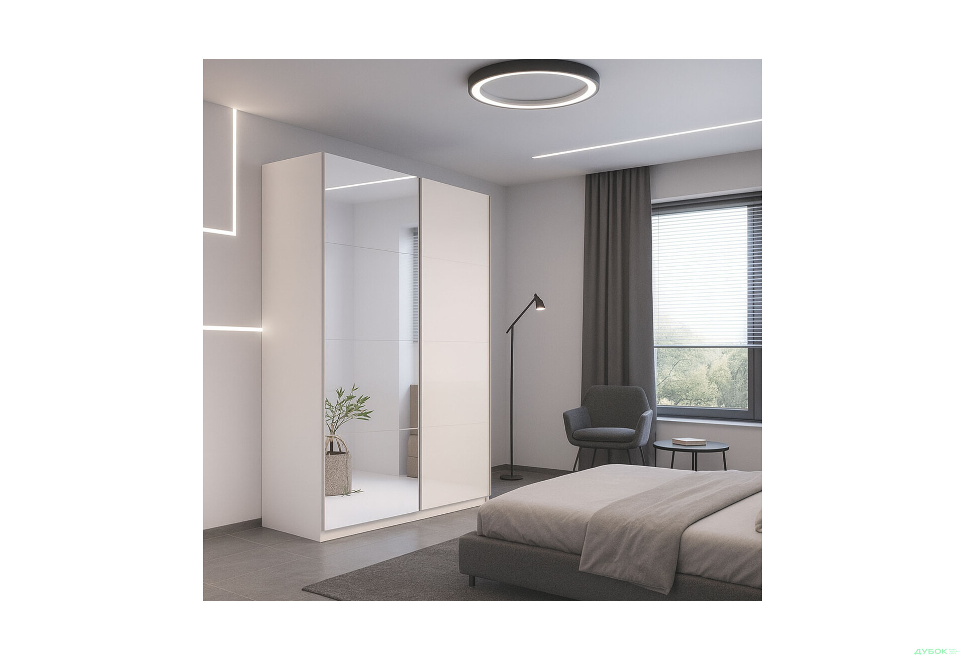 Изображение 2 - Шкаф-купе MiroMark Лили / Lily с зеркалом 2-дверный 200х240 см, глянец кашемир, серия Н