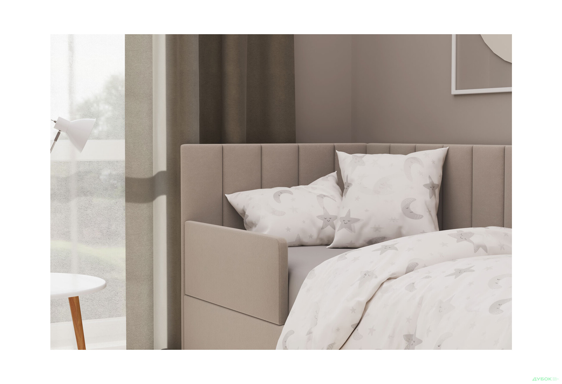 Ліжко-подіум Vika Перлина New 90х200 см підйомне з бортиком, без матрацу, збірка ліва, бежеве (Zenit 26) - Зображення 3 Зображення 3 - Ліжко-подіум Vika Перлина New 90х200 см підйомне з бортиком, без матрацу, збірка ліва, бежеве (Zenit 26)