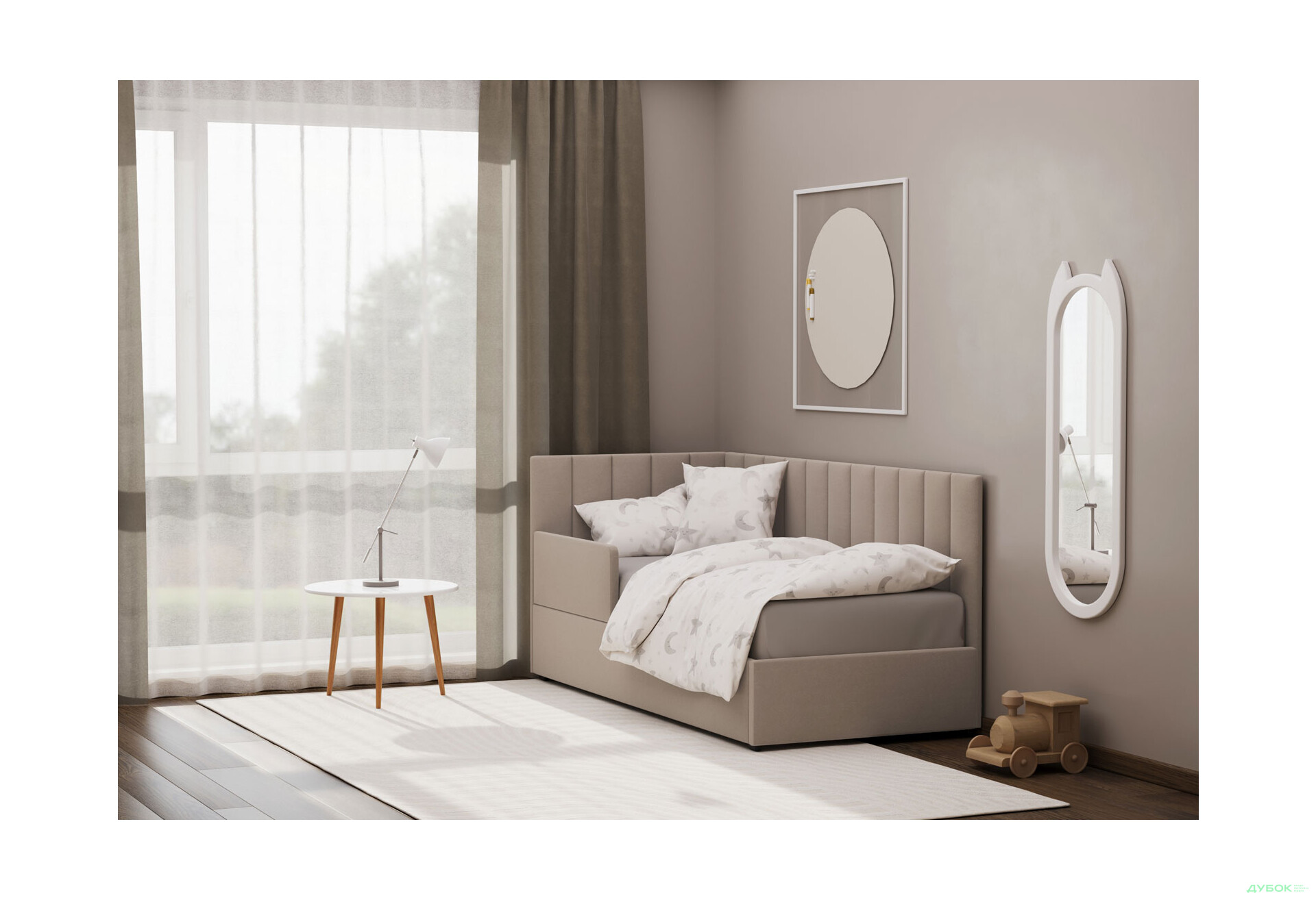 Ліжко-подіум Vika Перлина New 90х200 см підйомне з бортиком, без матрацу, збірка ліва, бежеве (Zenit 26) - Зображення 2 Зображення 2 - Ліжко-подіум Vika Перлина New 90х200 см підйомне з бортиком, без матрацу, збірка ліва, бежеве (Zenit 26)