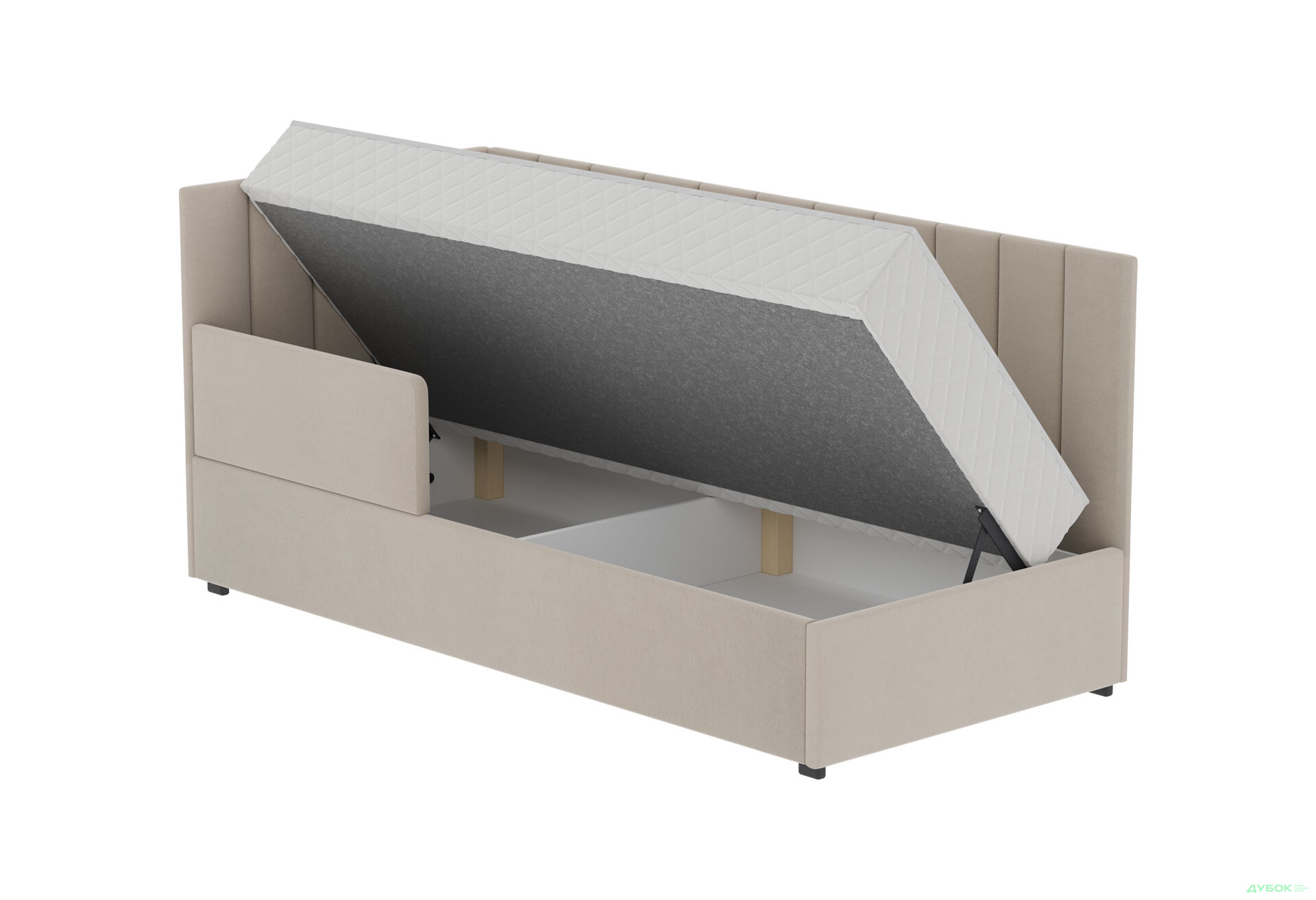 Ліжко-подіум Vika Перлина New 90х200 см підйомне з бортиком, без матрацу, збірка ліва, бежеве (Zenit 26) - Зображення 5 Зображення 5 - Ліжко-подіум Vika Перлина New 90х200 см підйомне з бортиком, без матрацу, збірка ліва, бежеве (Zenit 26)