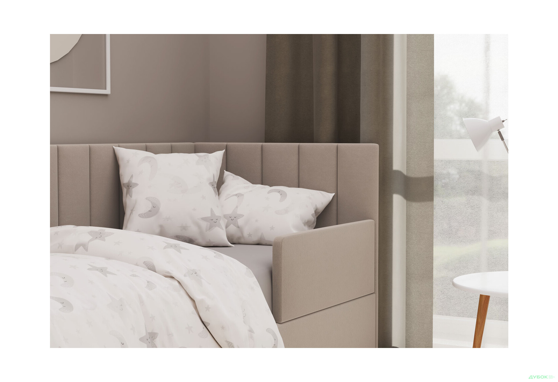 Ліжко-подіум Vika Перлина New 90х200 см підйомне з бортиком, без матрацу, збірка права, бежеве (Zenit 26) - Зображення 3 Зображення 3 - Ліжко-подіум Vika Перлина New 90х200 см підйомне з бортиком, без матрацу, збірка права, бежеве (Zenit 26)