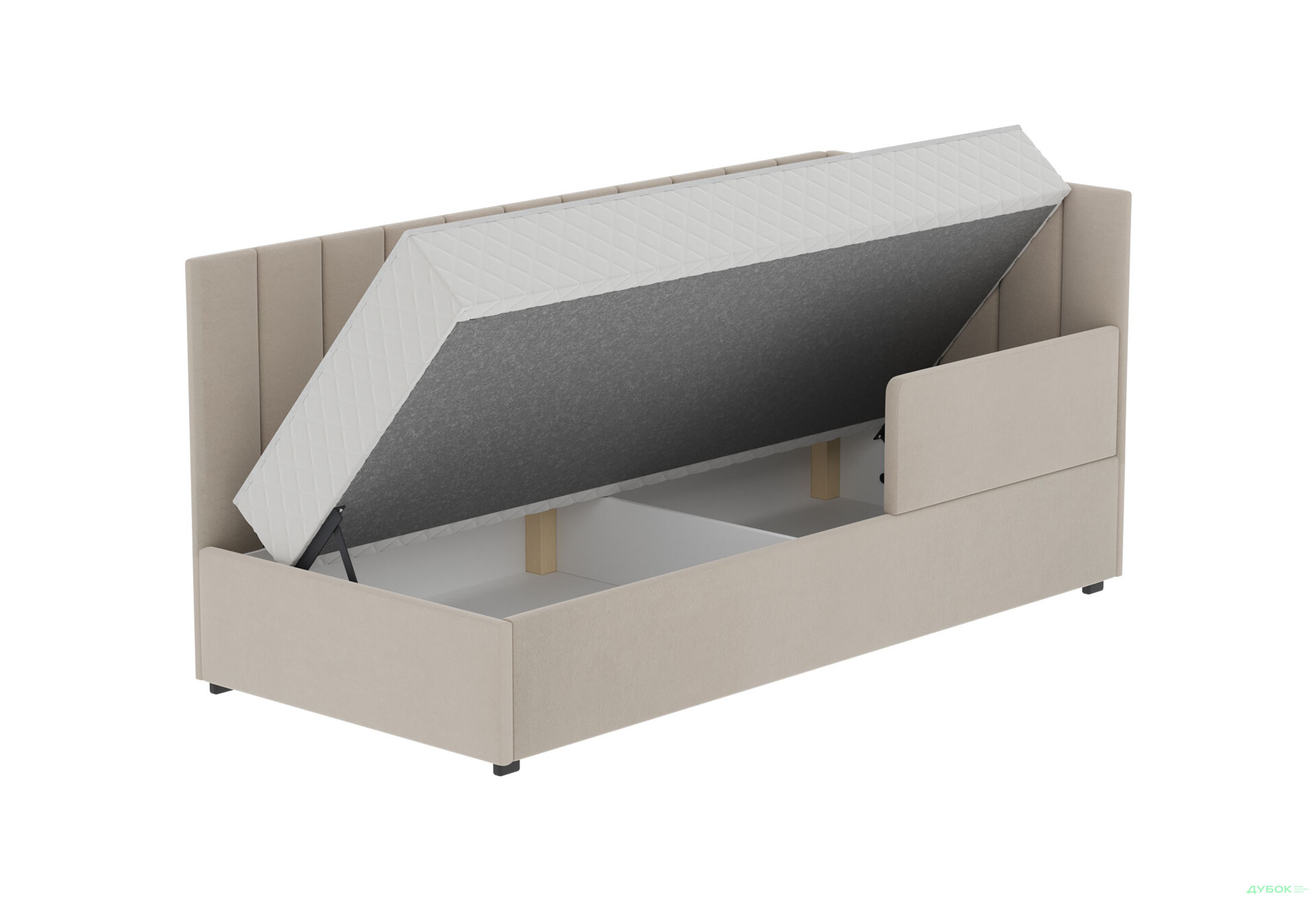 Ліжко-подіум Vika Перлина New 90х200 см підйомне з бортиком, без матрацу, збірка права, бежеве (Zenit 26) - Зображення 5 Зображення 5 - Ліжко-подіум Vika Перлина New 90х200 см підйомне з бортиком, без матрацу, збірка права, бежеве (Zenit 26)