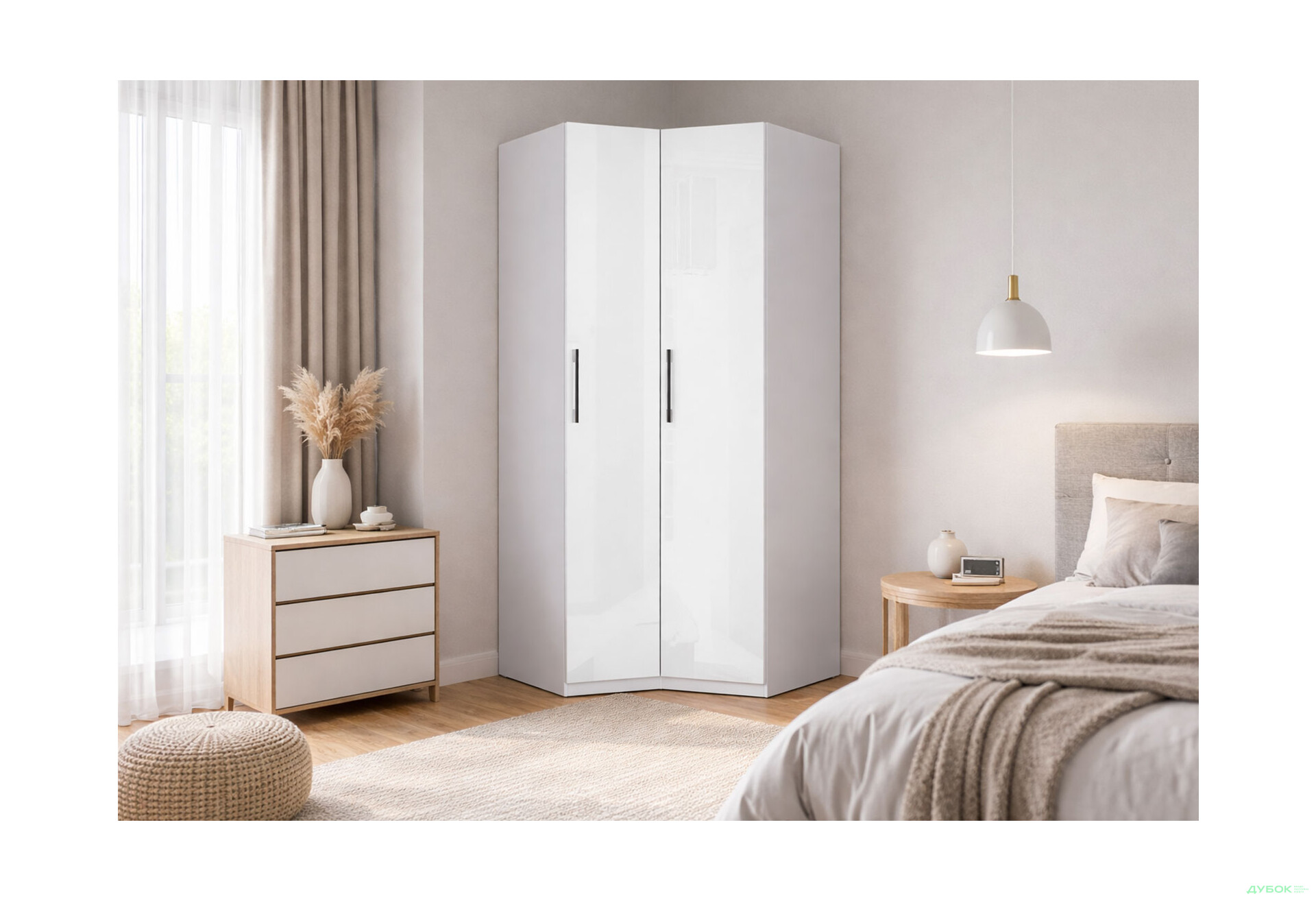 Изображение 2 - Шкаф МироМарк Фемили угловая 2-дверная 100х103 см Белая, серия Н