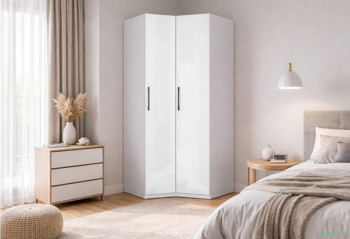 Изображение 2 - Шкаф МироМарк Фемили угловая 2-дверная 100х103 см Белая, серия Н