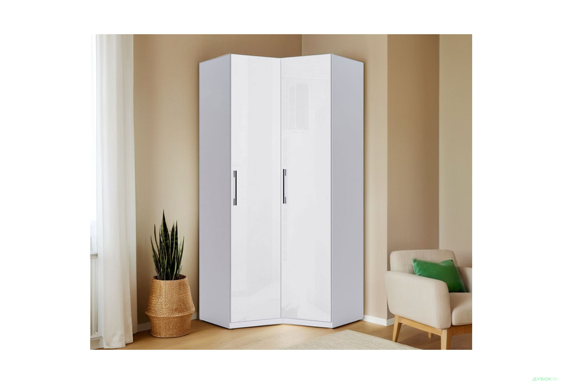 Шафа MiroMark Фемілі кутова 2-дверна 100х103 см Біла, серія Н - Зображення 3 Зображення 3 - Шафа MiroMark Фемілі кутова 2-дверна 100х103 см Біла, серія Н